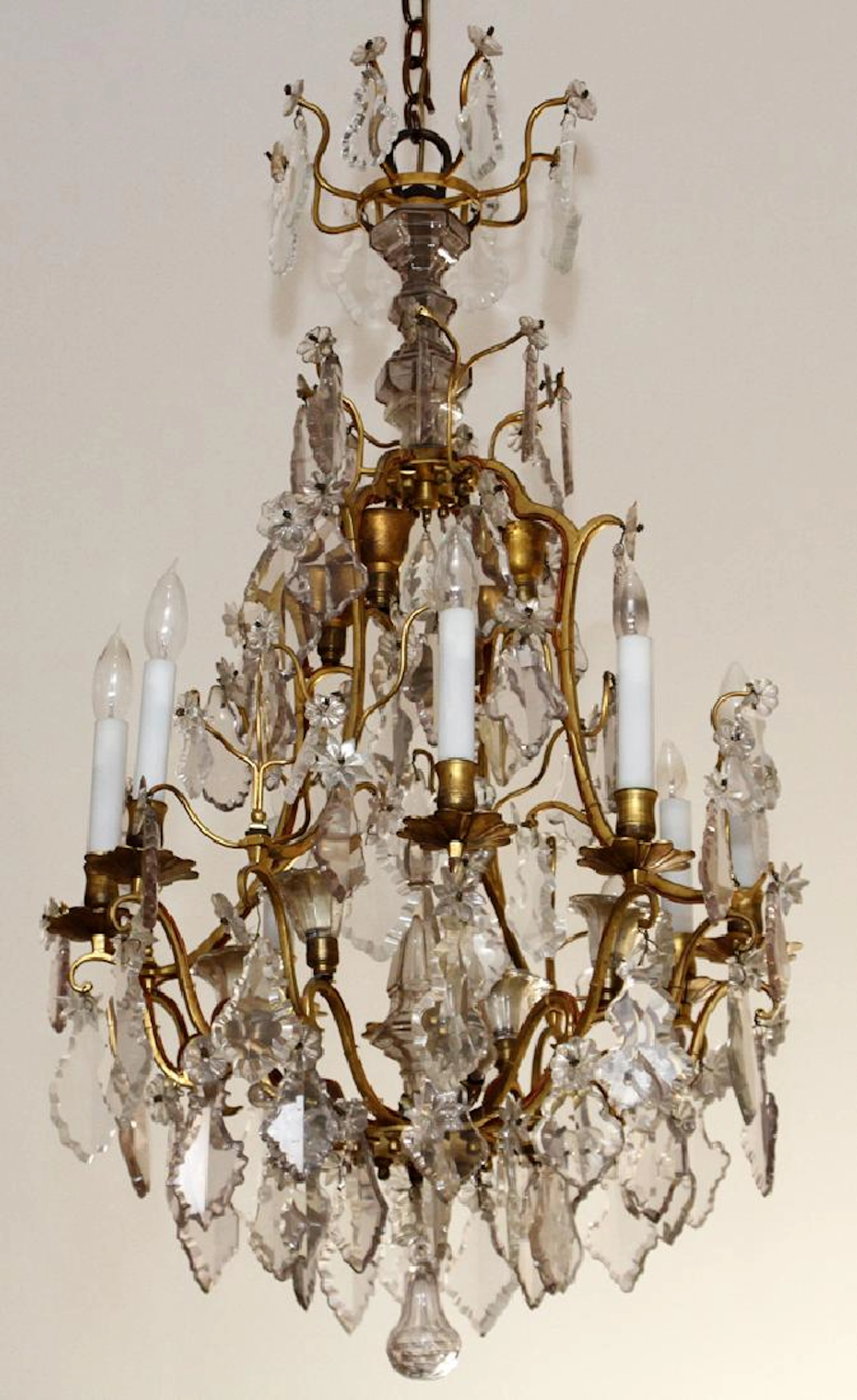 French bronze mounted & crystal chandelier