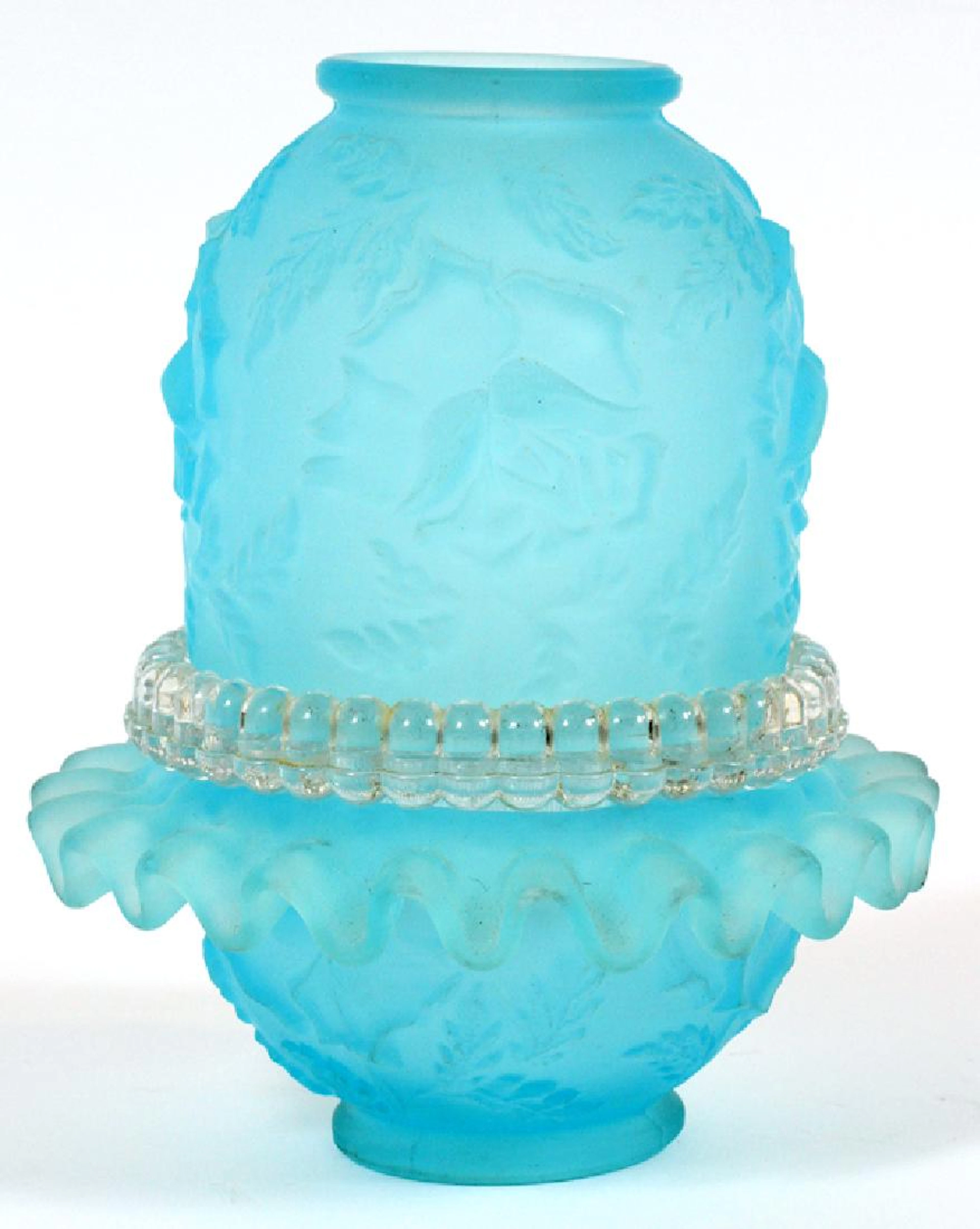 Victorian molded glass three piece fairy lamp