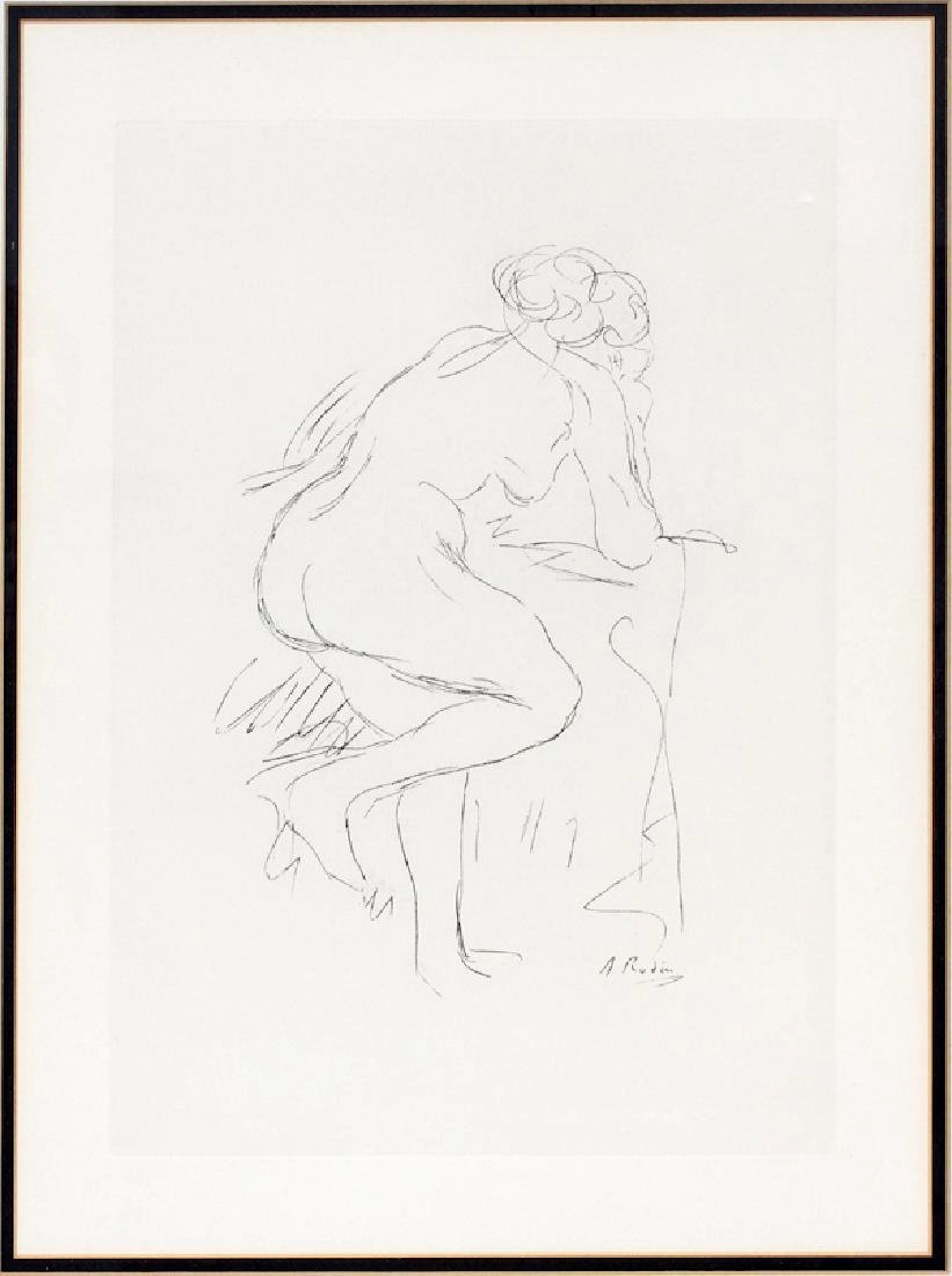 After auguste rodin etching female nude
