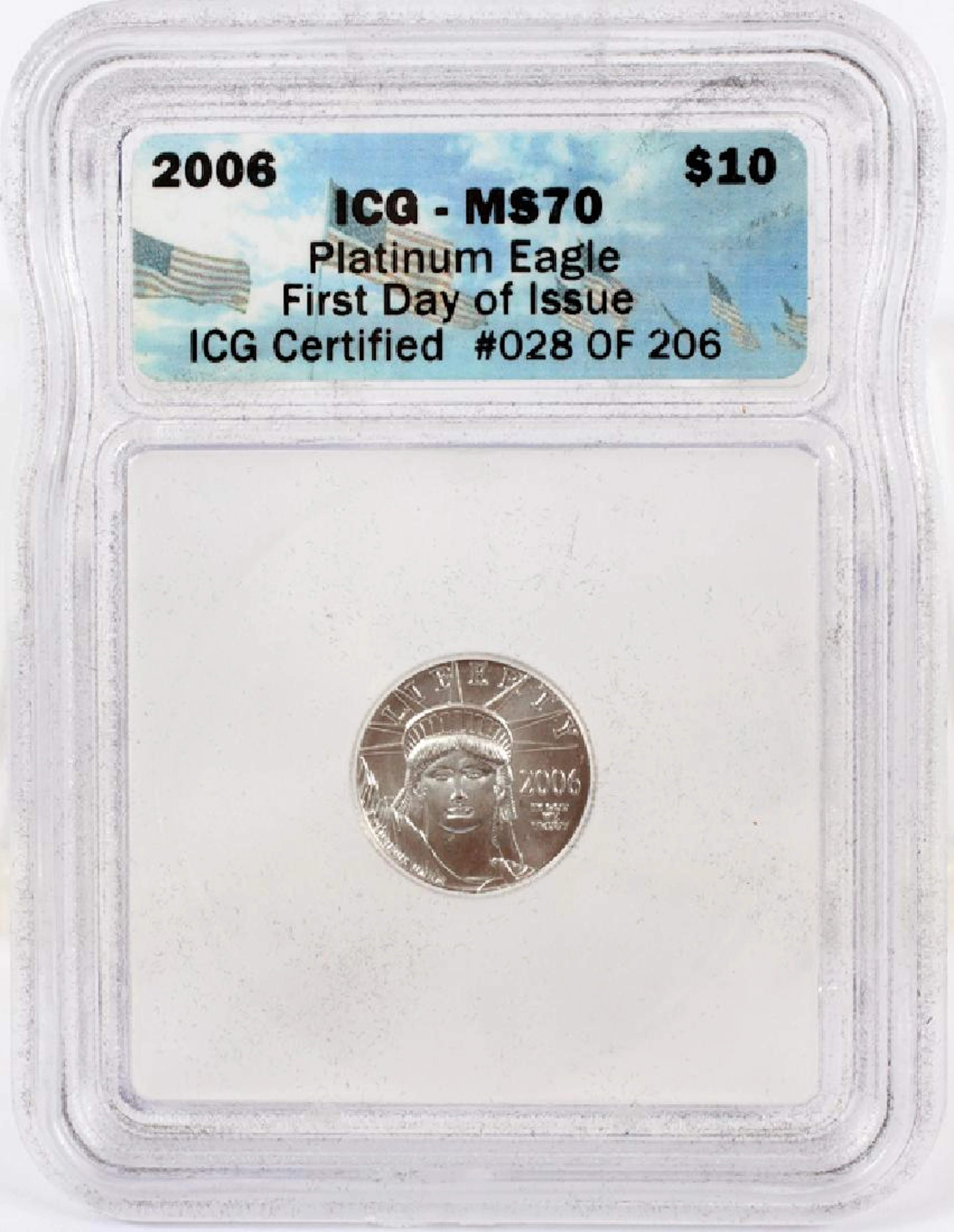 Platinum eagle first day issue 2006 icg ms70 $10
