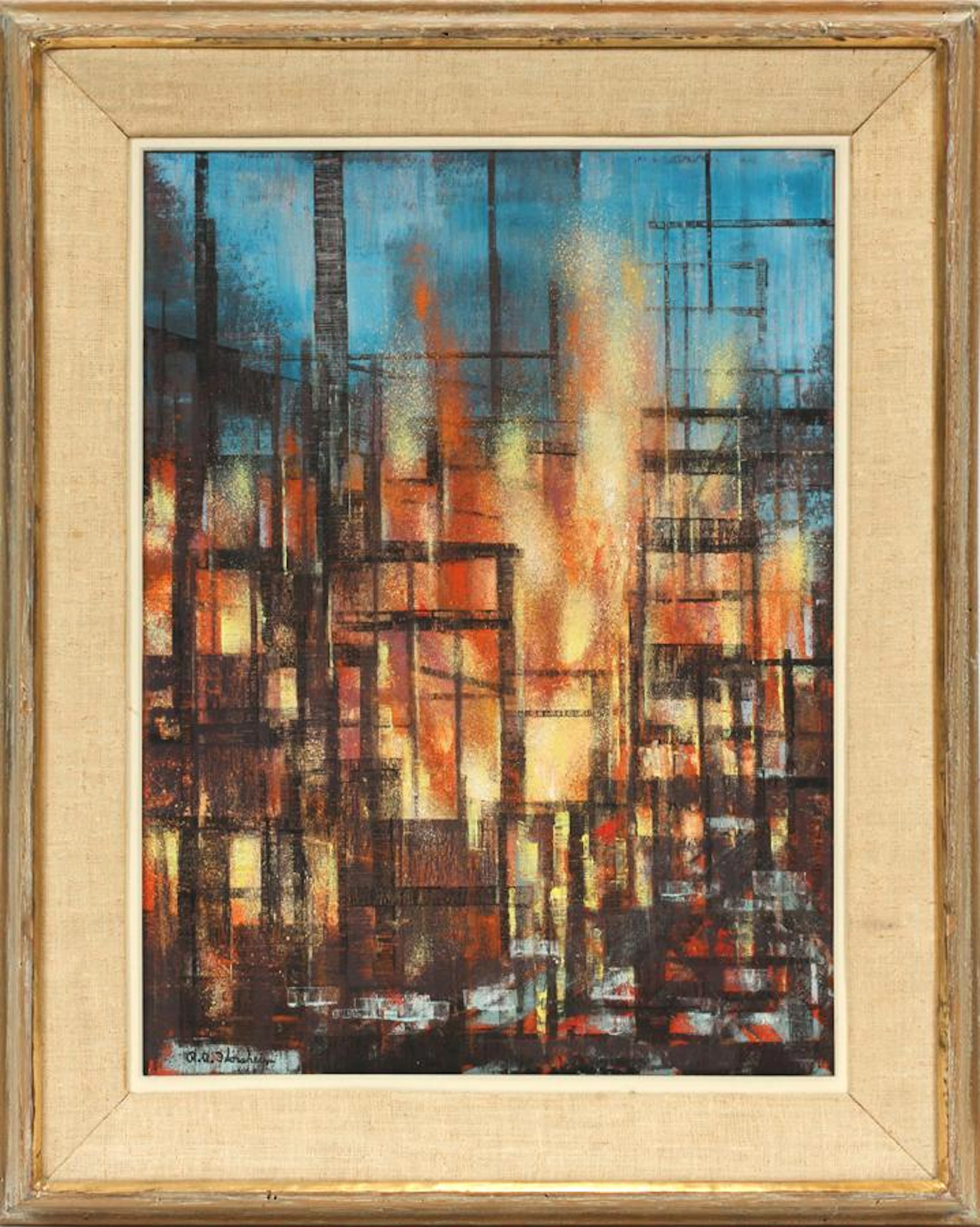 Richard aberle florsheim oil on canvas, cityscape