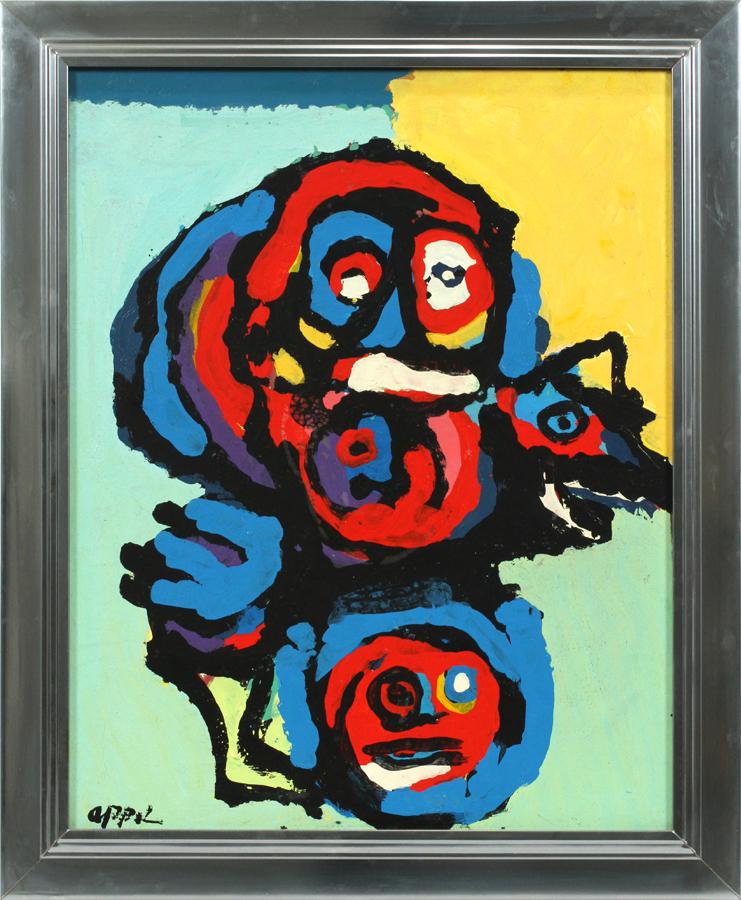 Karel appel oil on canvas, abstract portrait
