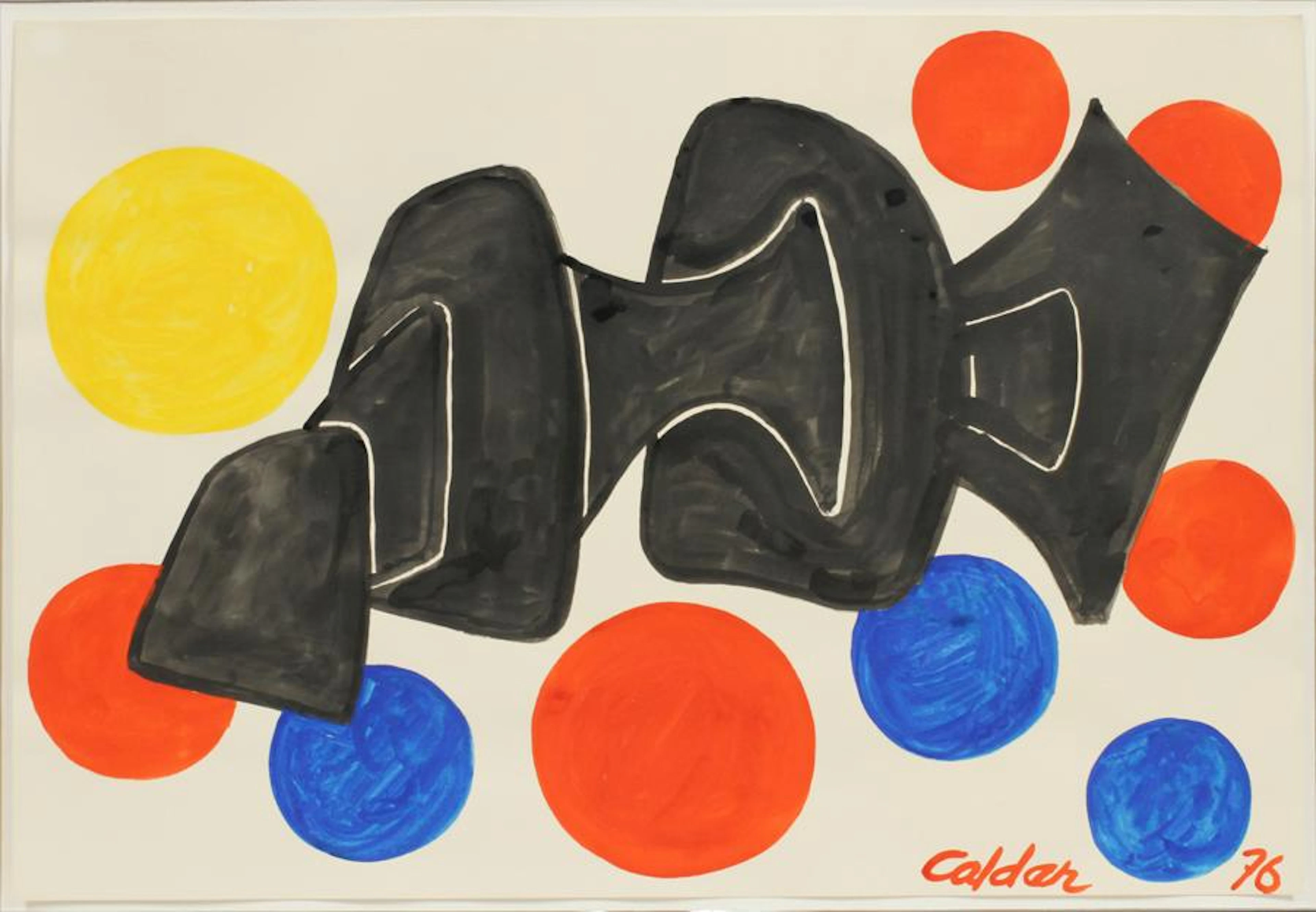 Alexander calder gouache on paper, "boomerang"