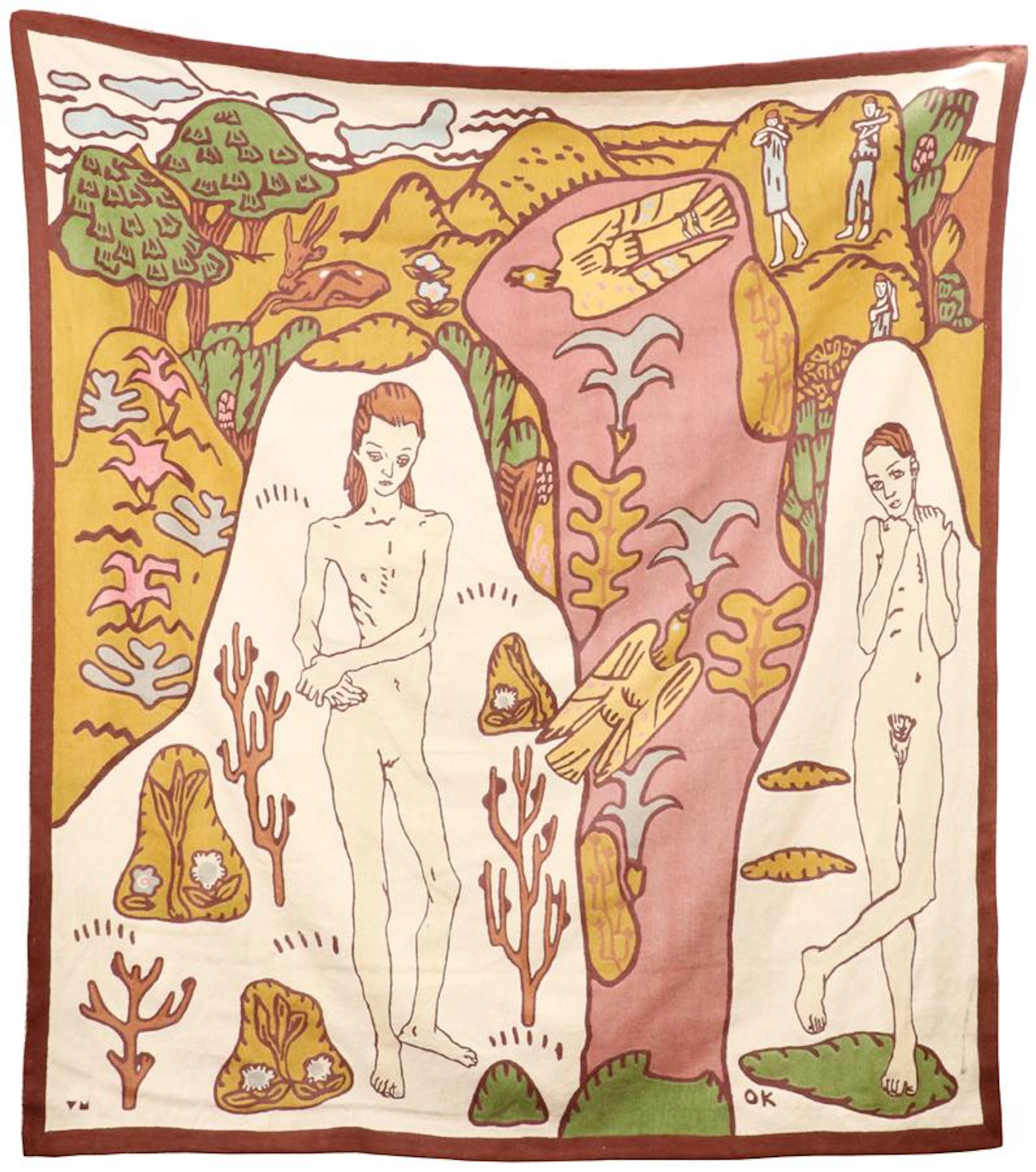 Oskar kokoschka muhely art chain stitched tapestry