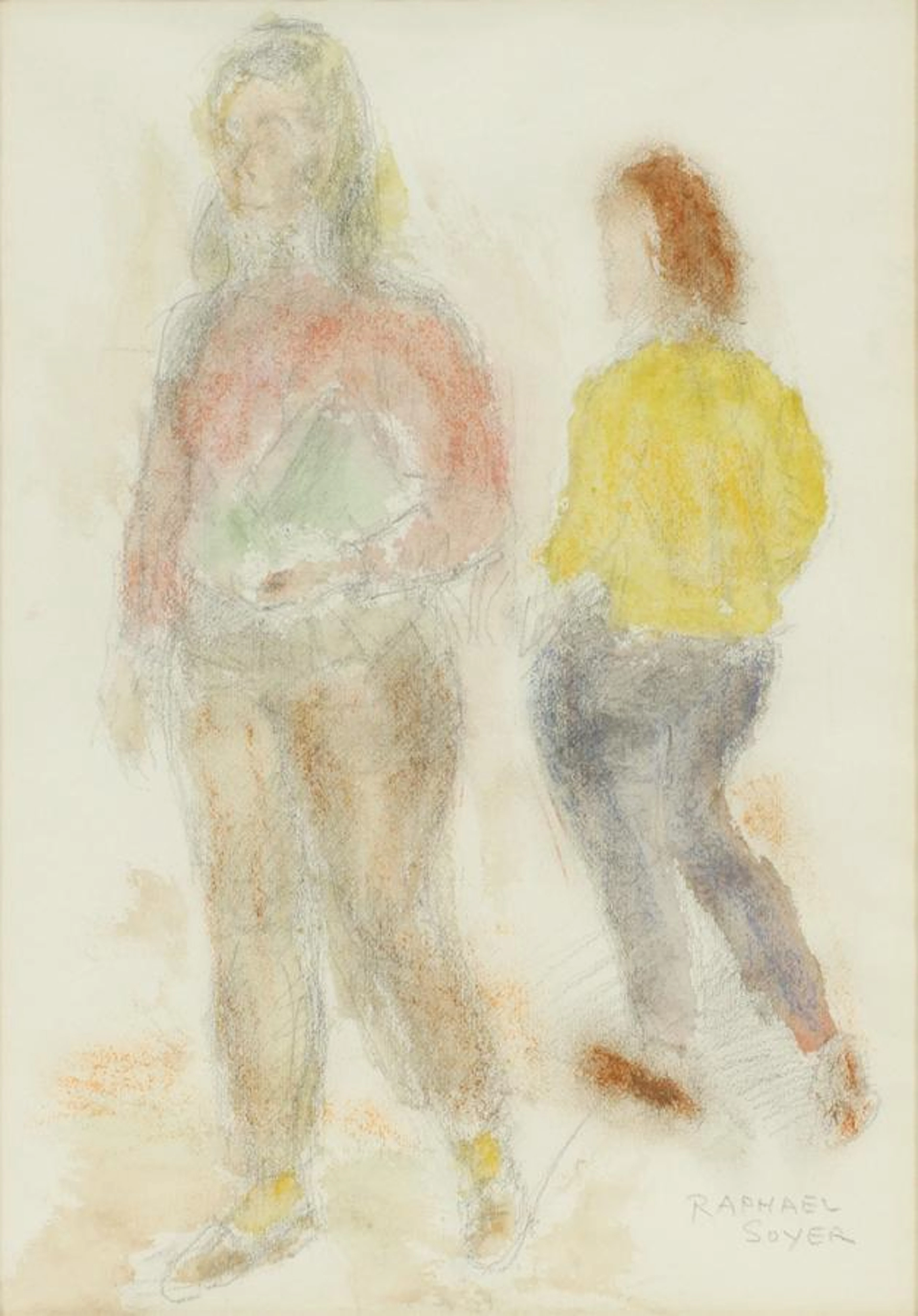 Raphael soyer mixed media watercolor & drawing