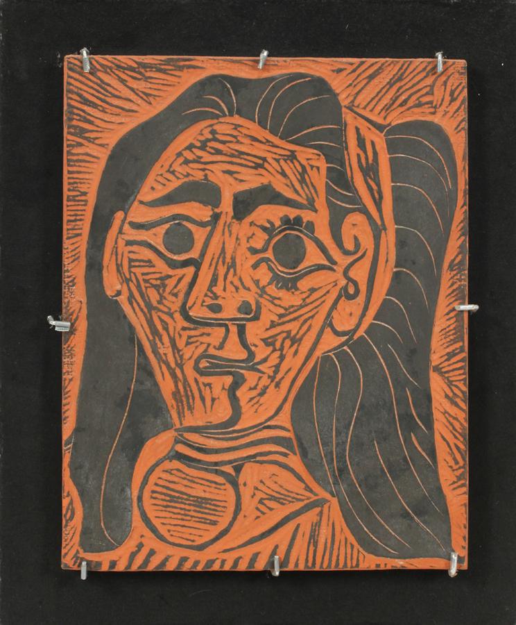 Pablo picasso terracotta plaque, 1964