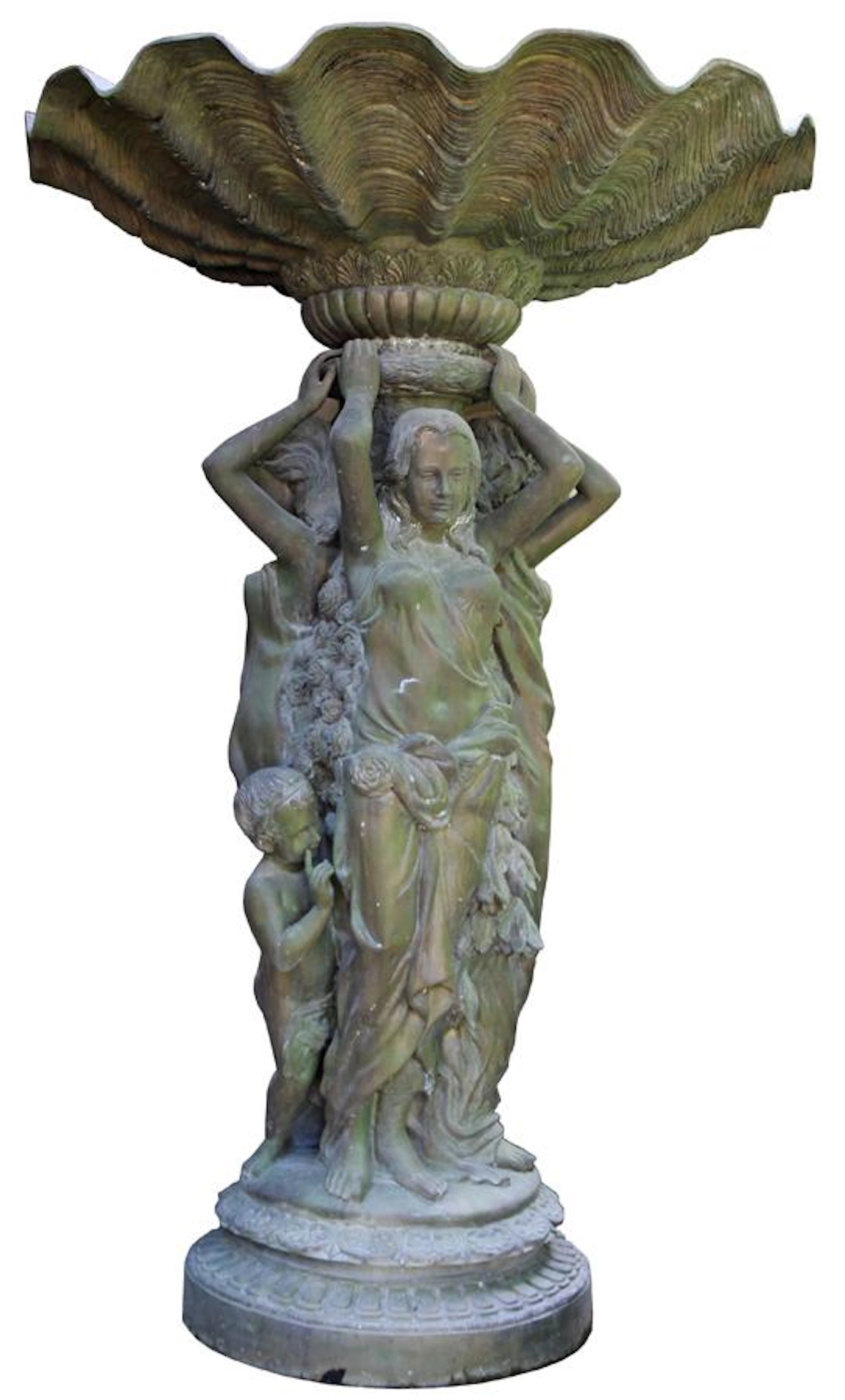 Figural bronze fountain, the three graces