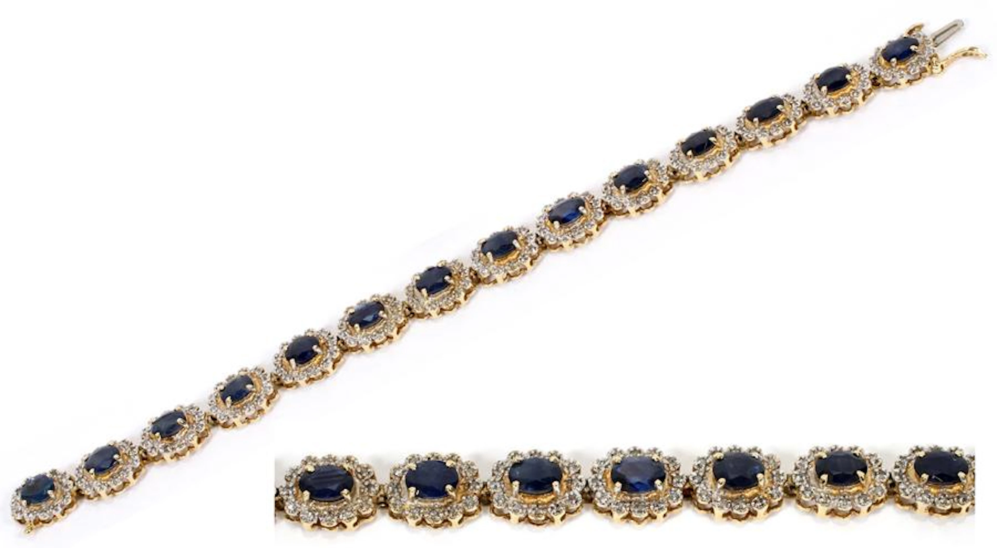 14kt gold, diamond, & sapphire, bracelet