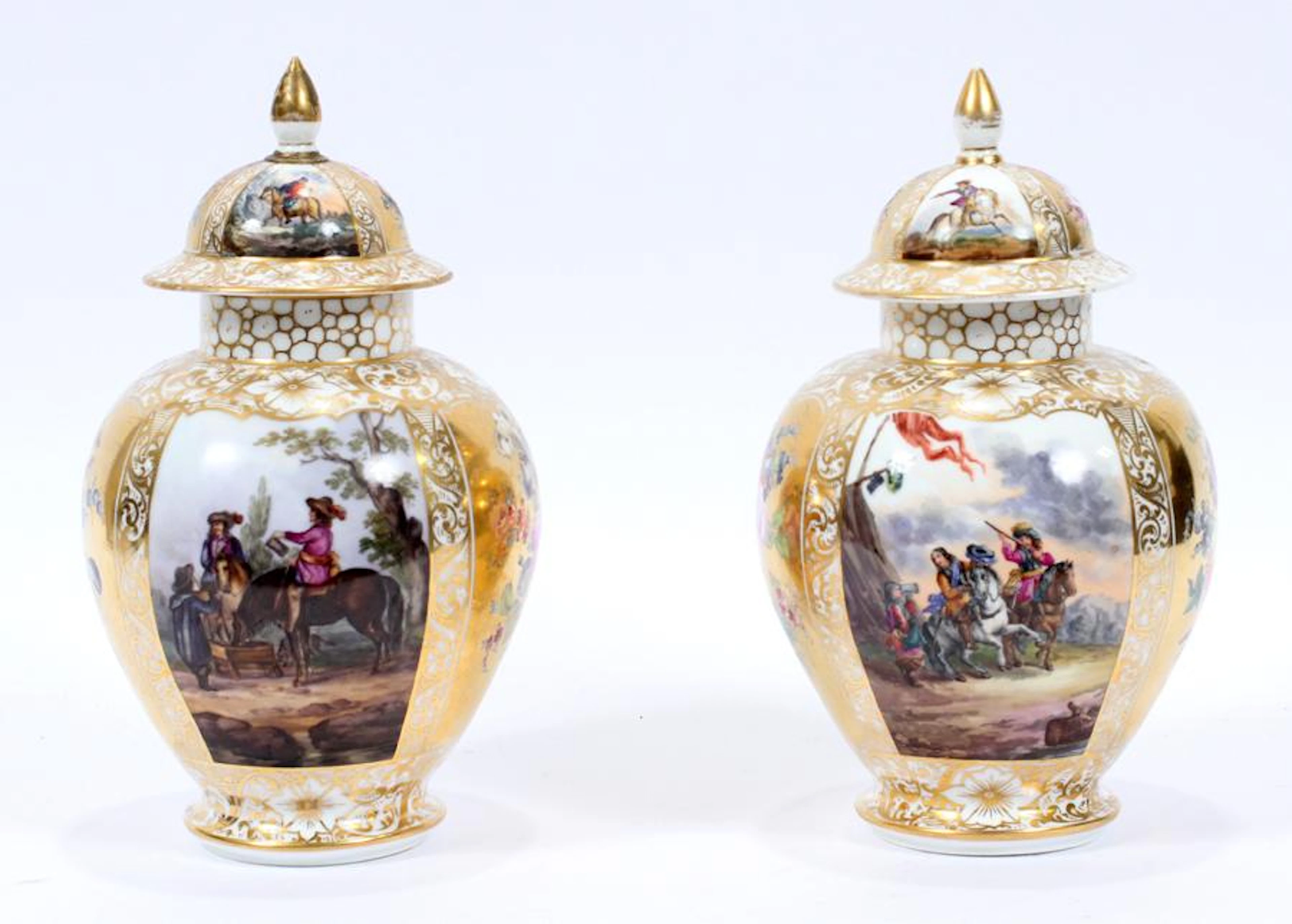 Augustus rex porcelain covered urns
