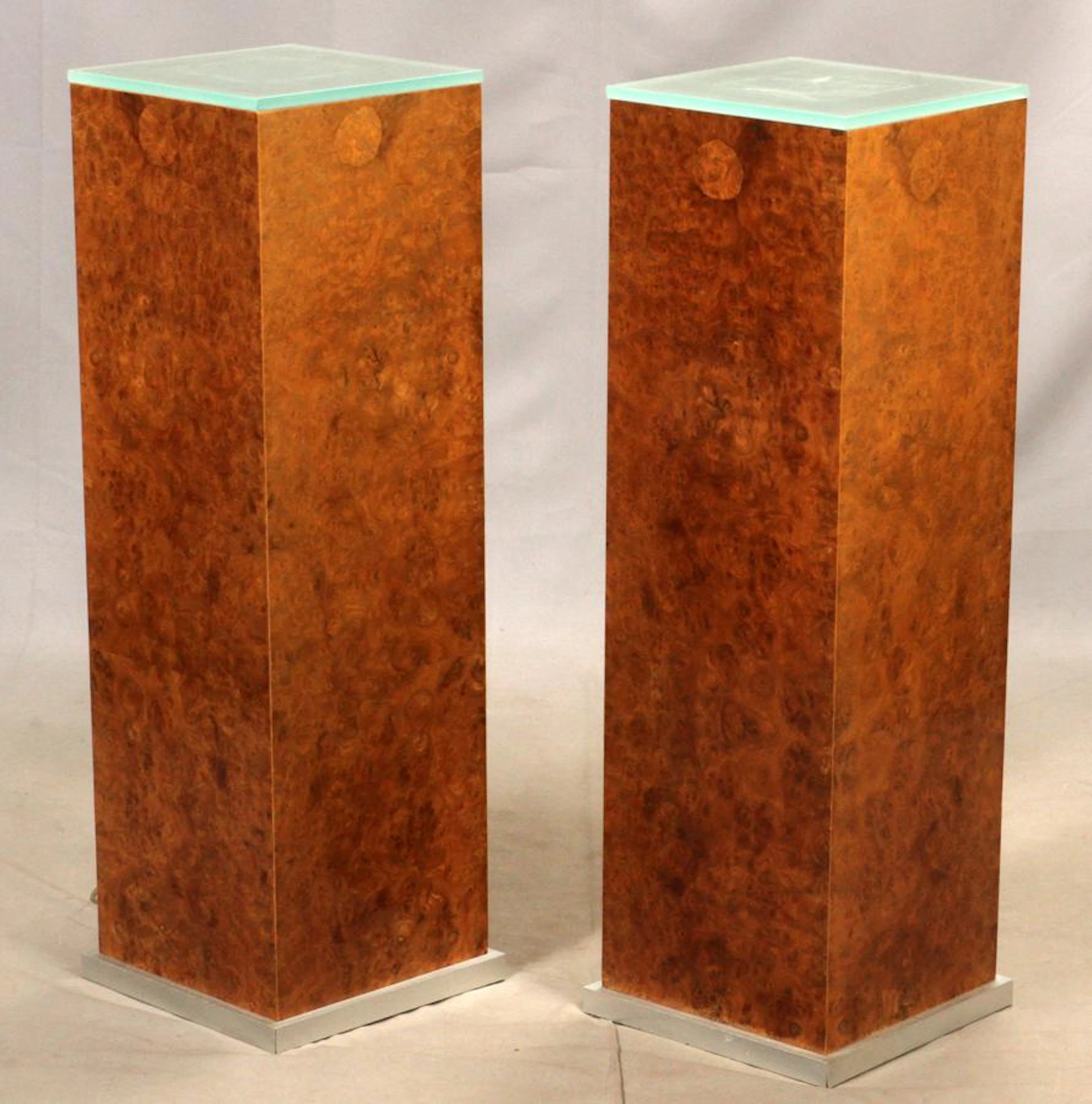 Burl wood pedestals, pair, h 37", w 11", d 12"