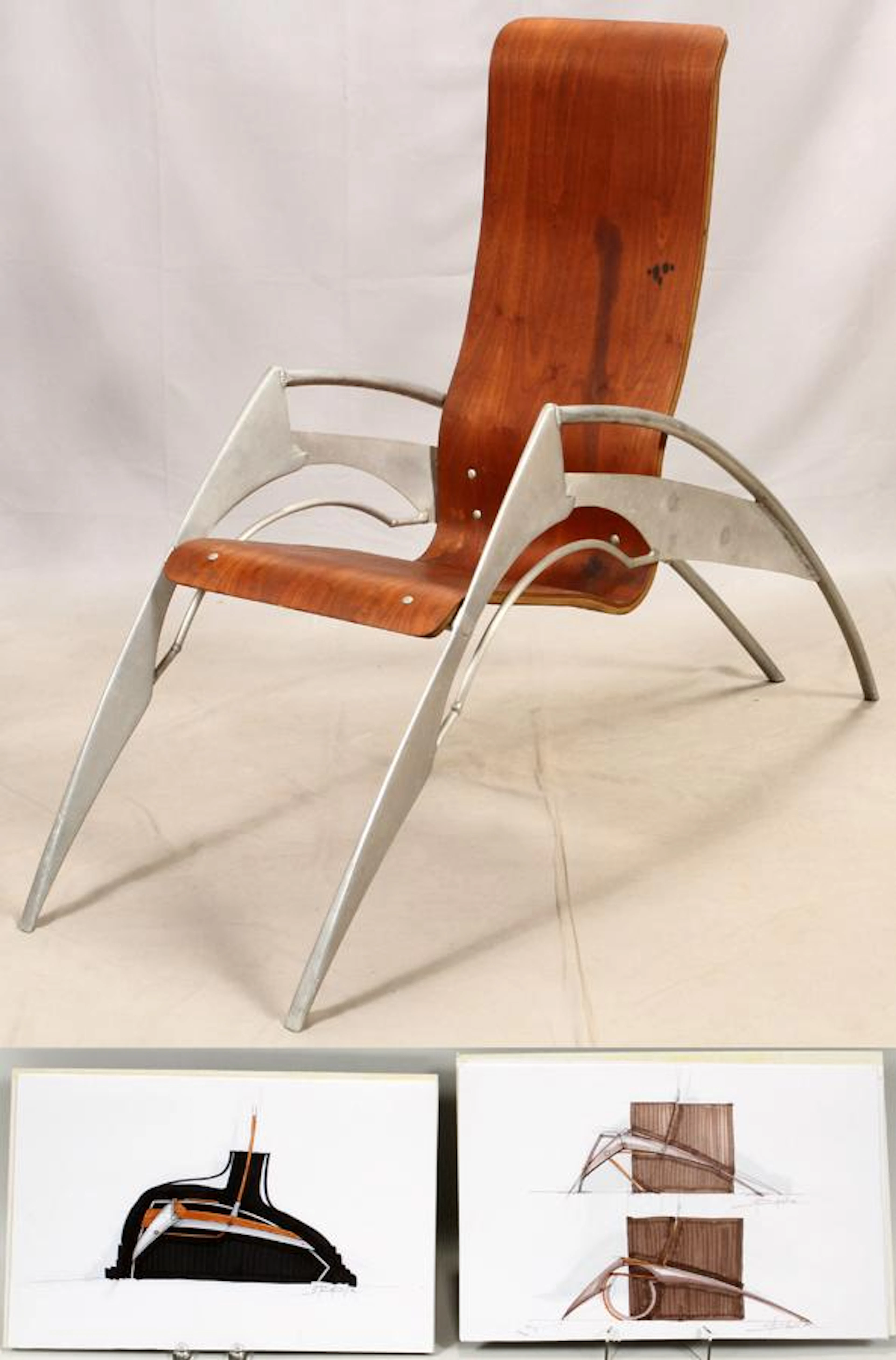 Modern welded aluminum lounge chair