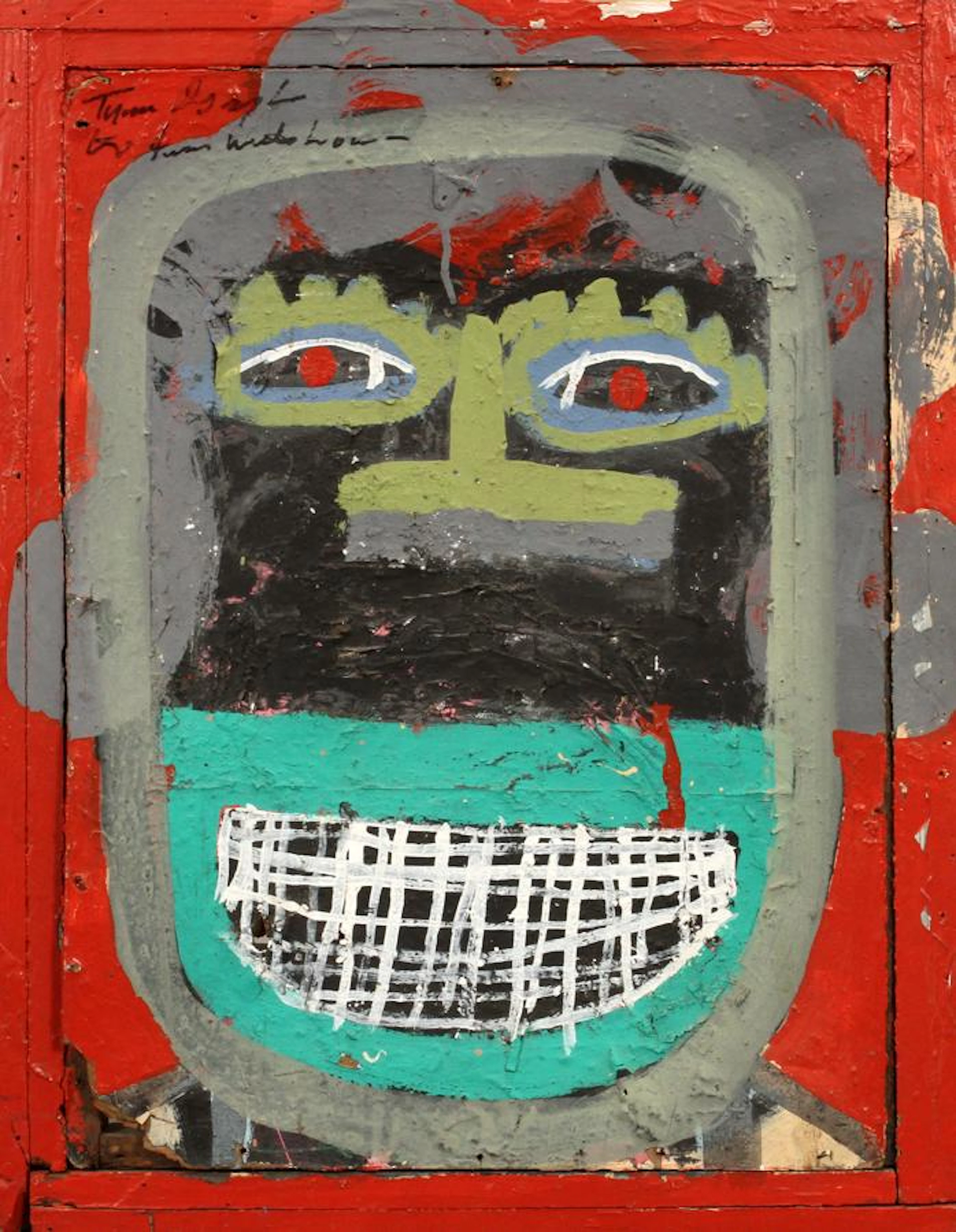 Tyree guyton painting on masonite on wood