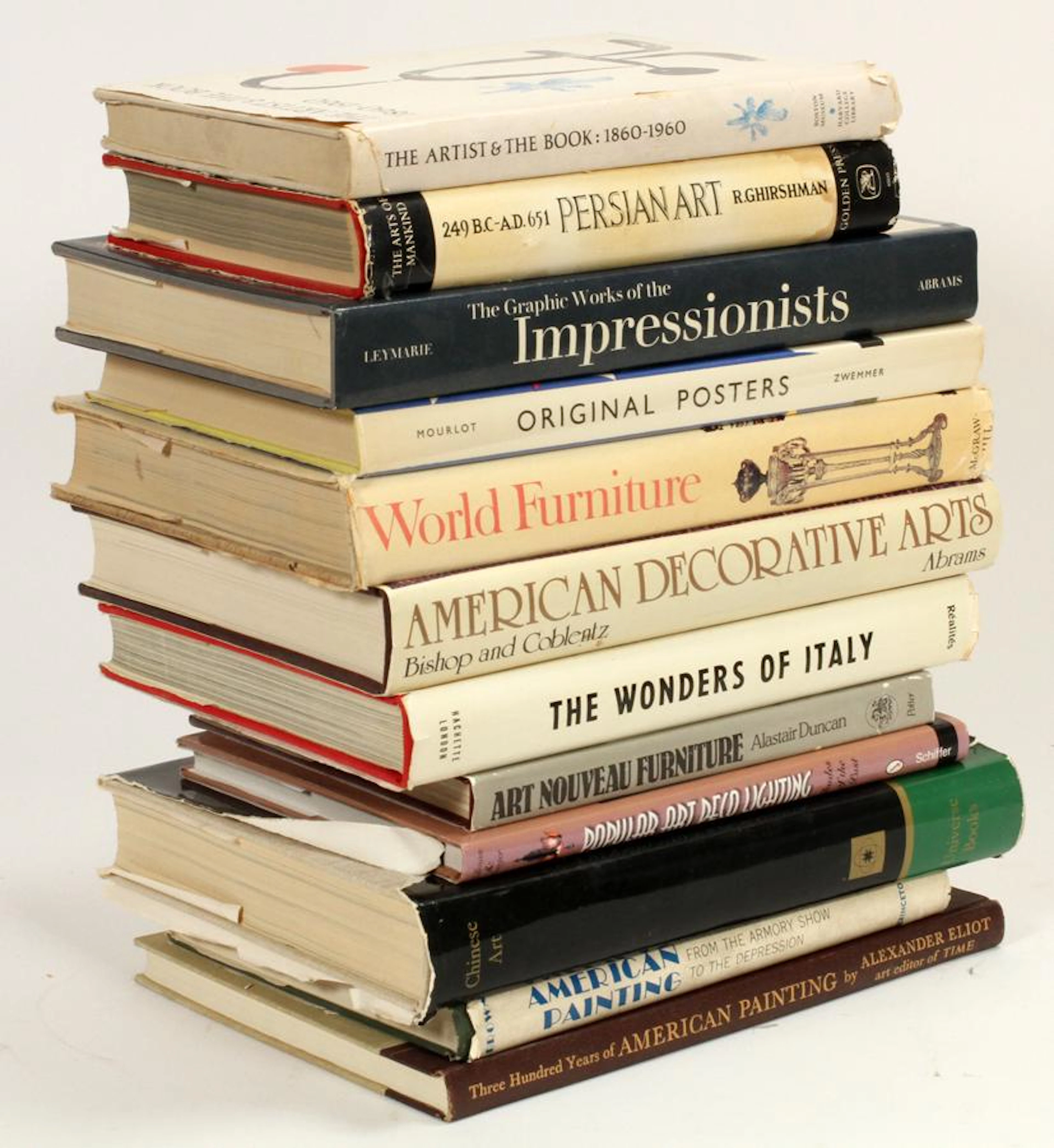 Art history & design books, 12 pcs, h 10"-13.5"