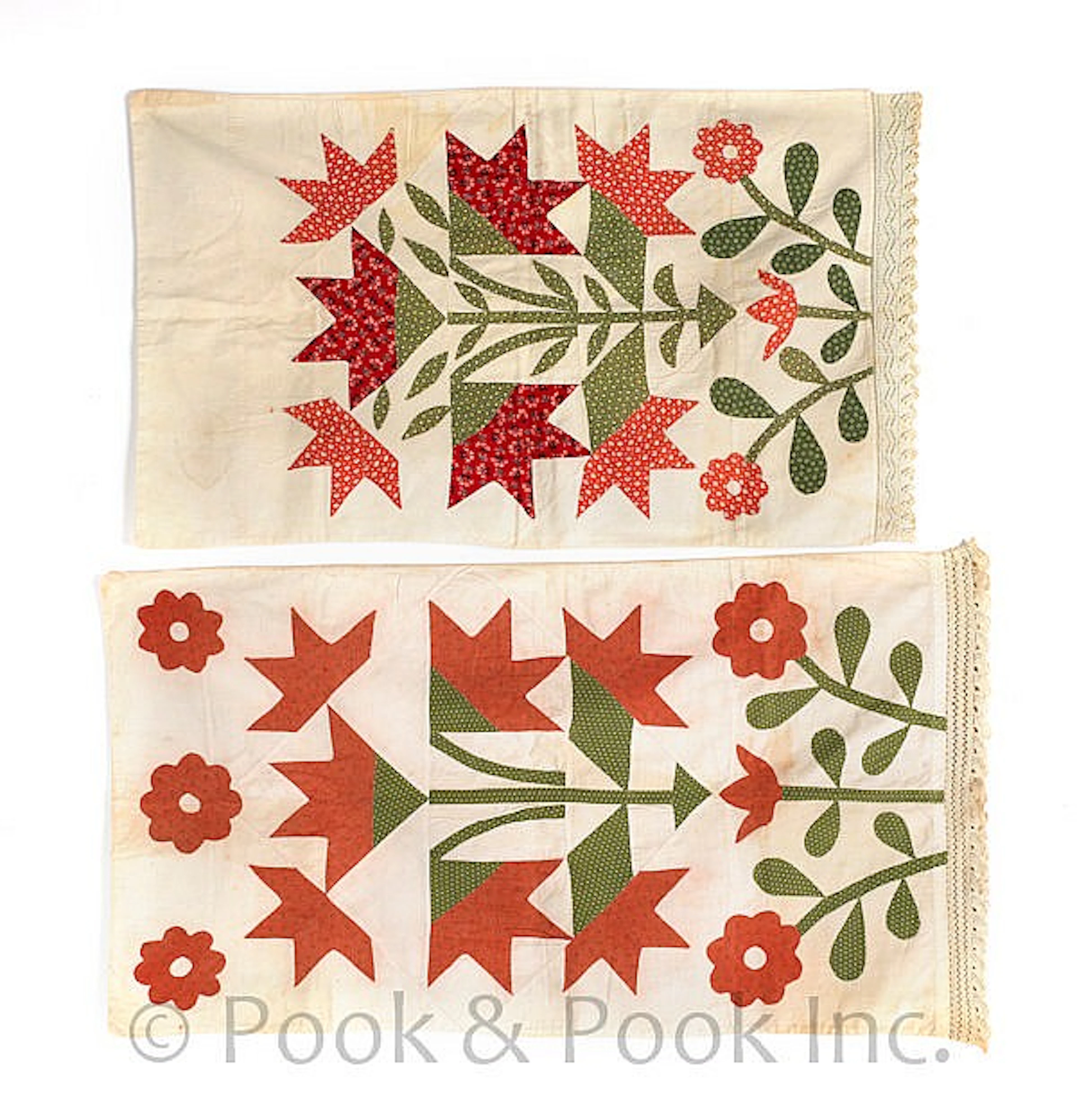 Two Pennsylvania floral appliqué pillow shams,