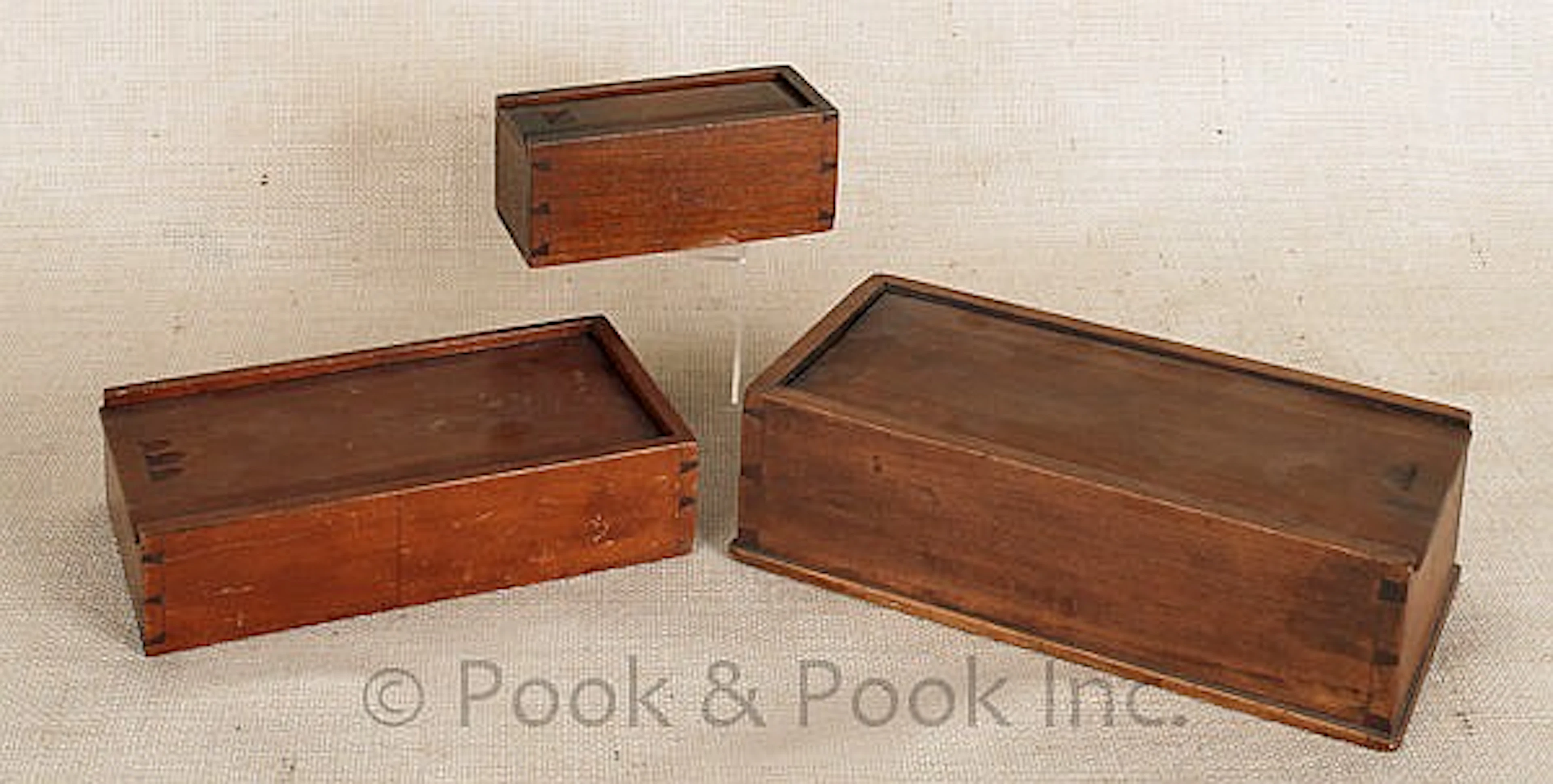 Three Pennsylvania slide lid candleboxes, early