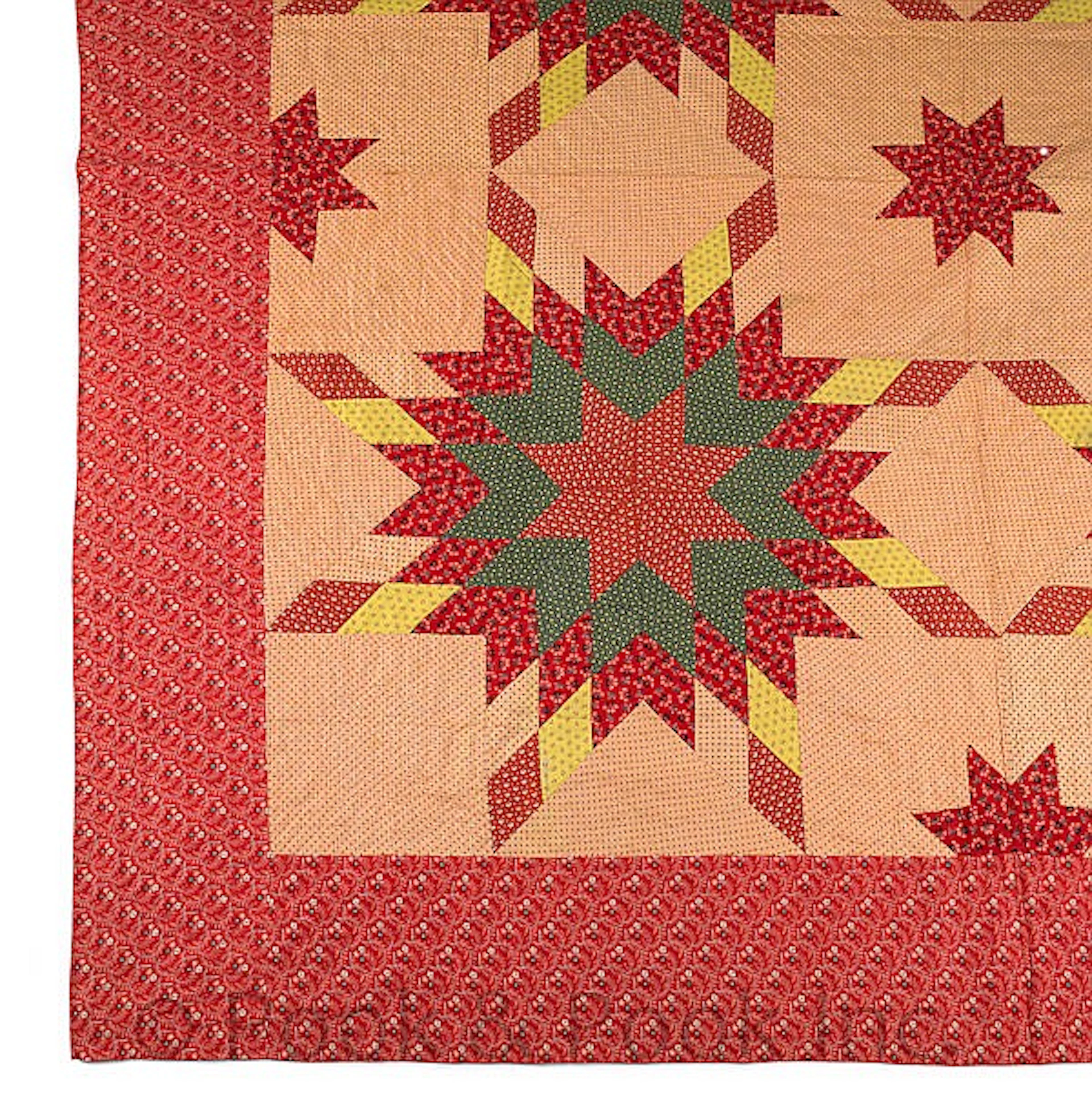 Pieced four star quilt, late 19th c., 83" x 83".