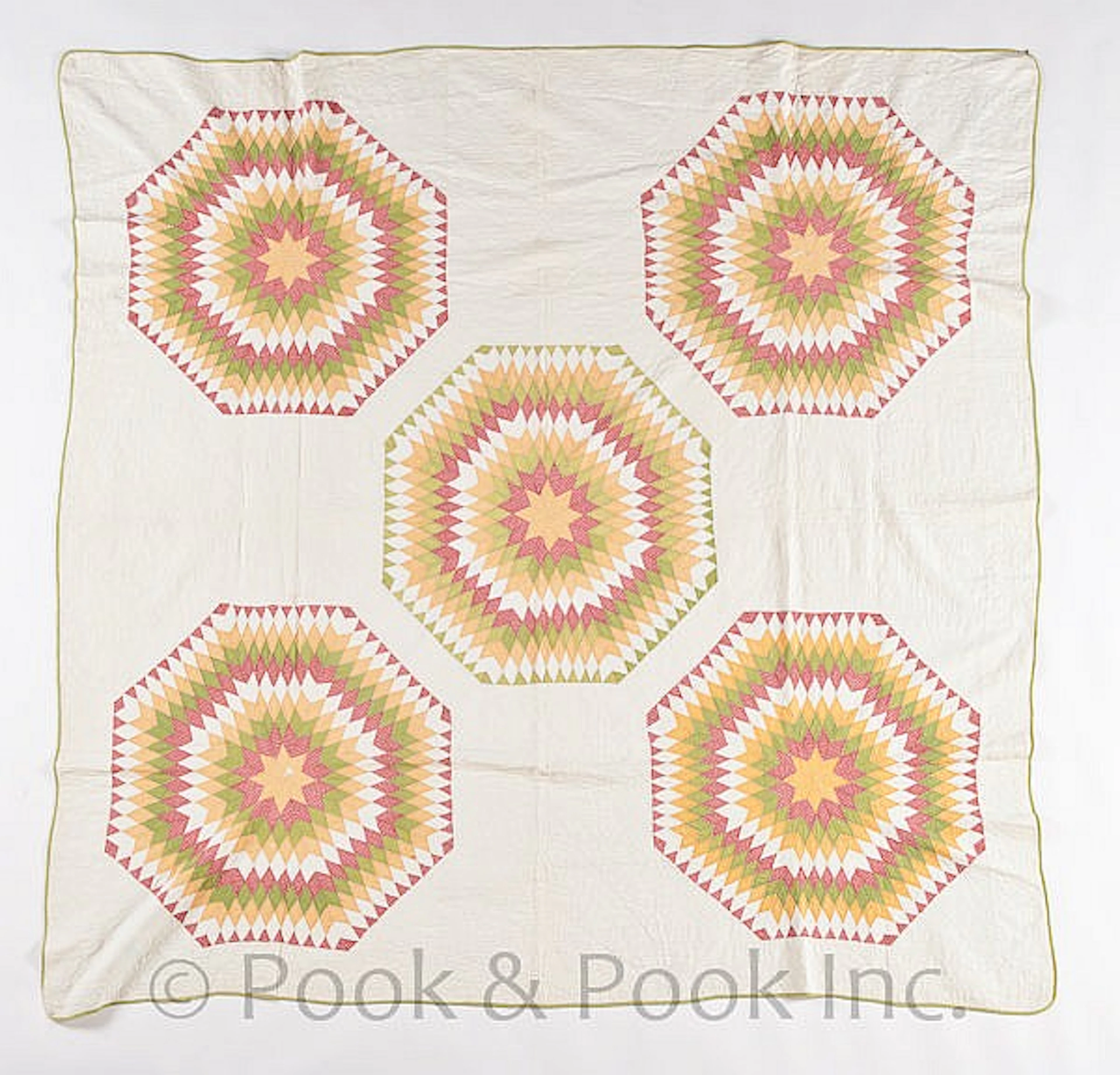 Pieced sunburst quilt, late 19th c., 82" x 82".