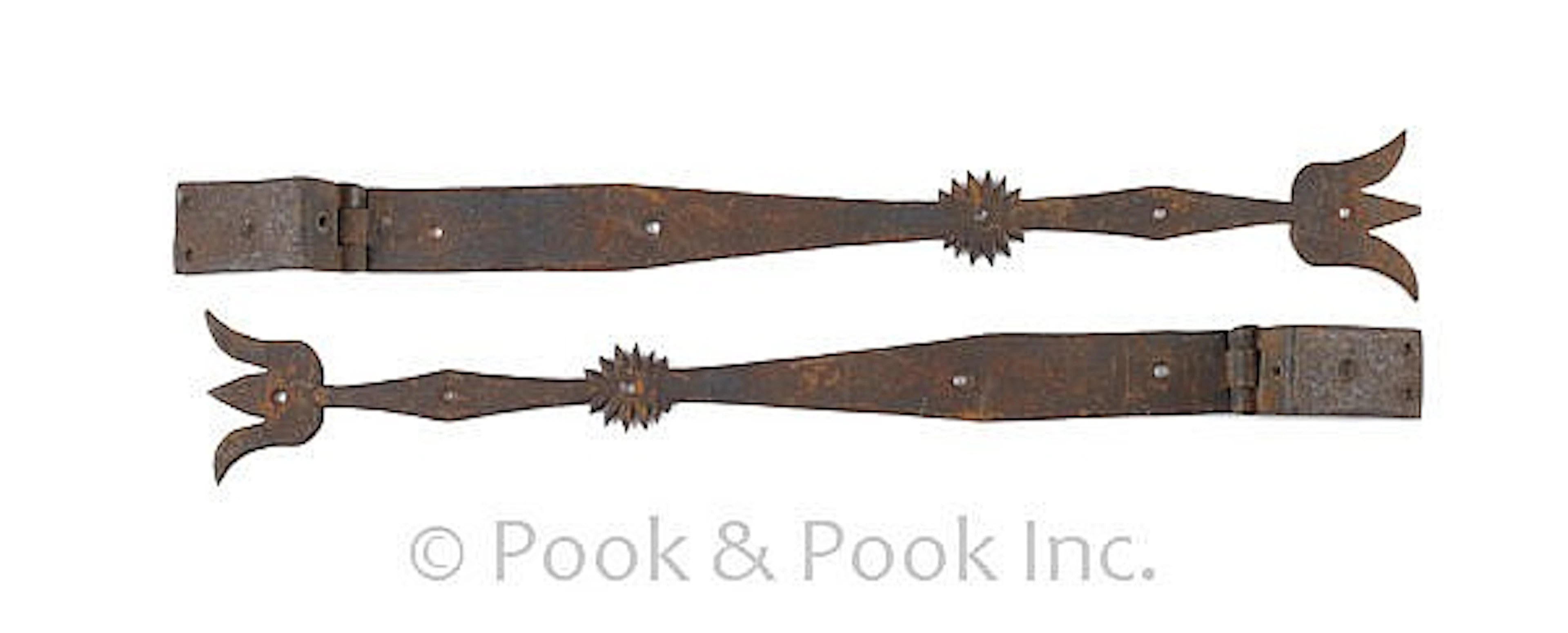 Pair of Pennsylvania wrought iron strap hinges,