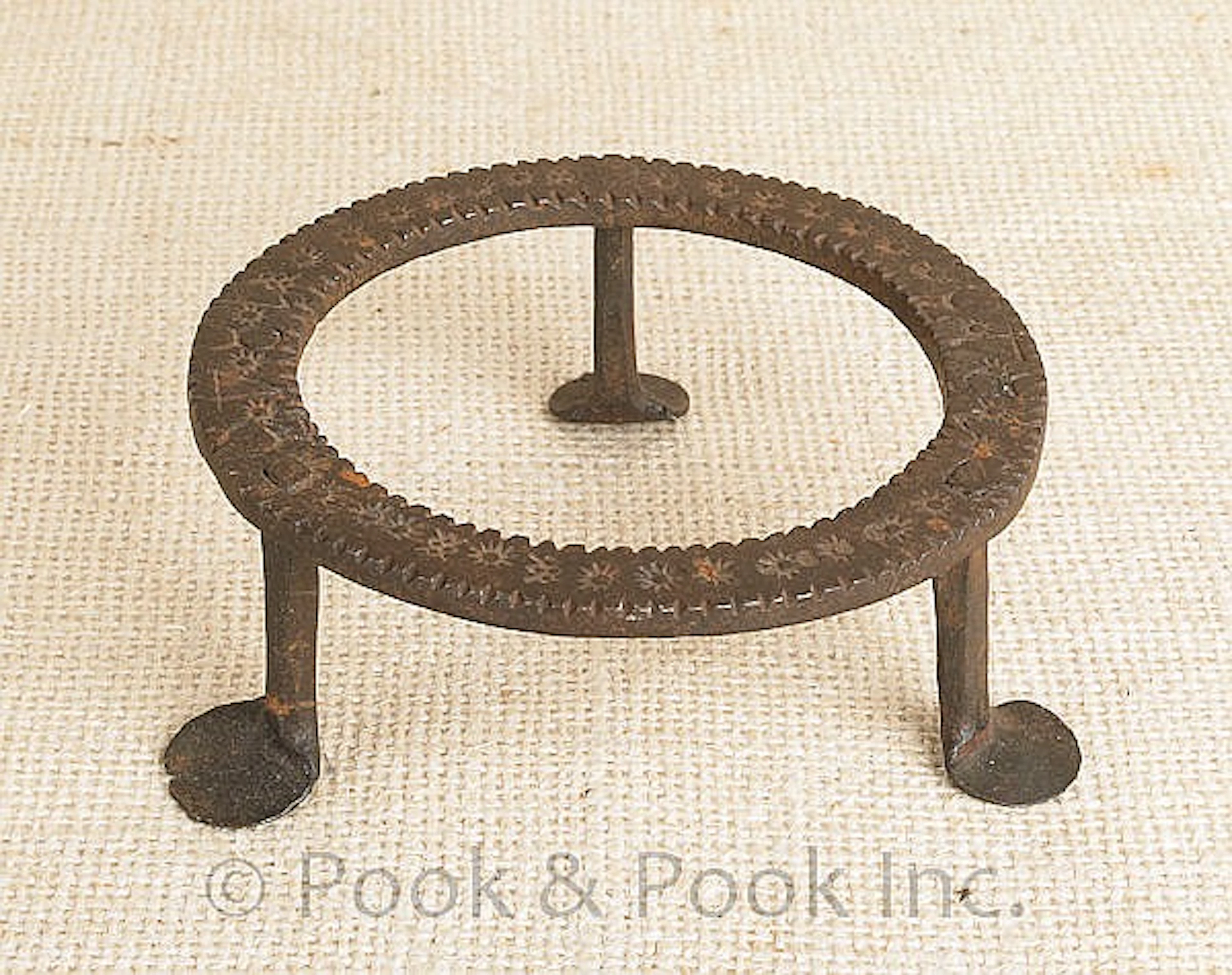 Pennsylvania wrought iron trivet, dated 1843, with