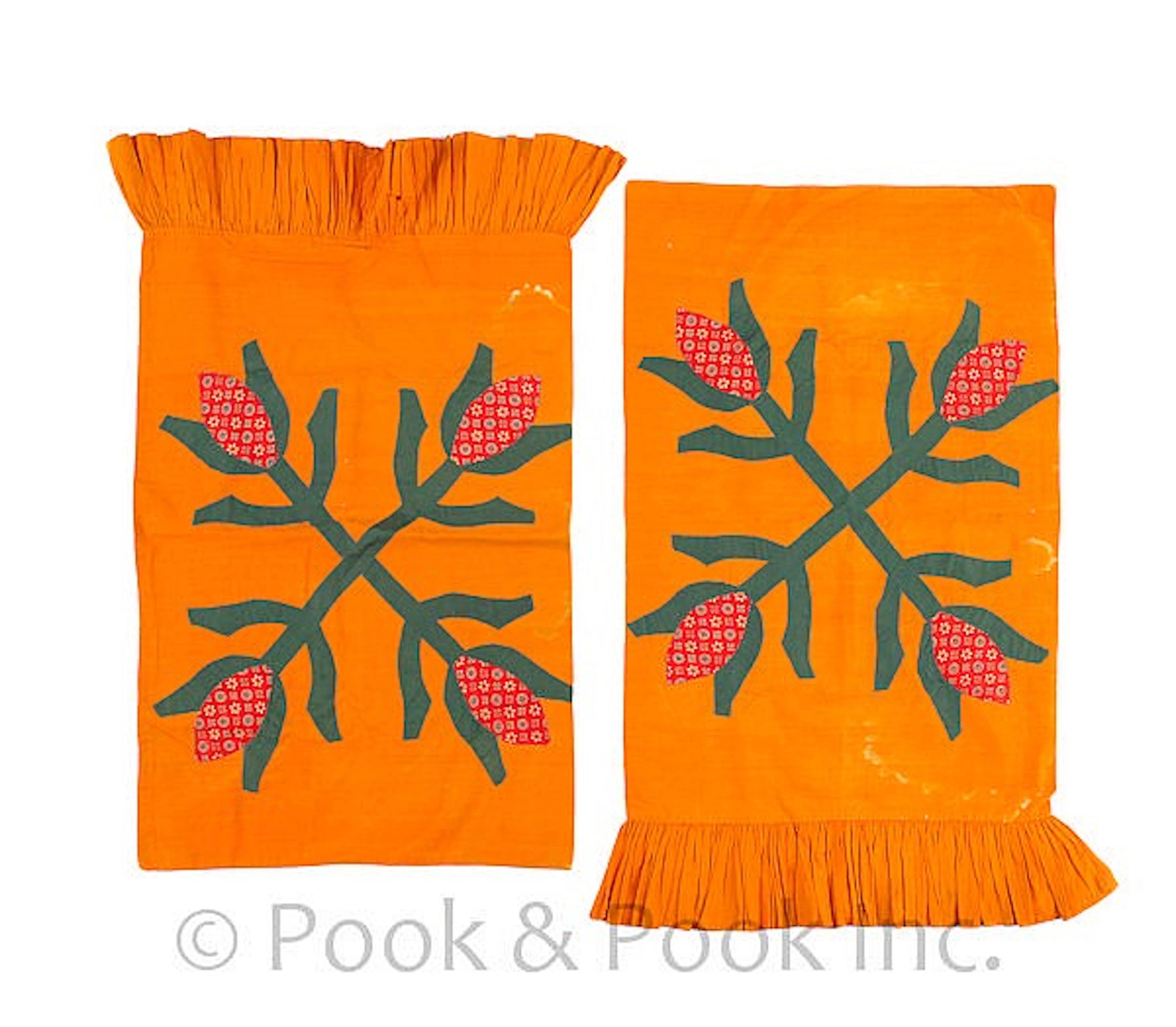 Pair of Pennsylvania floral appliqué pillow shams,