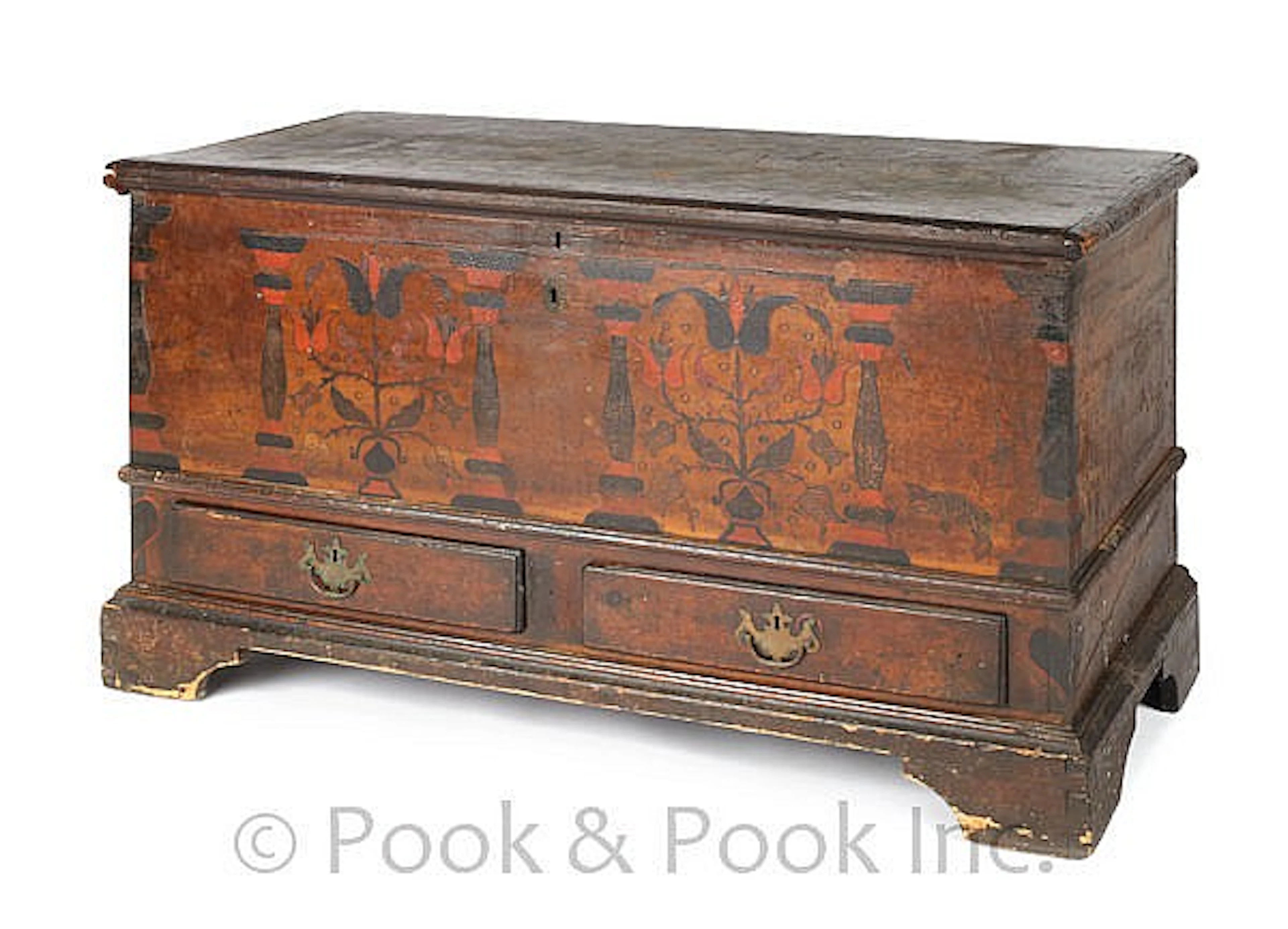 Pennsylvania painted poplar dower chest, ca. 1800,