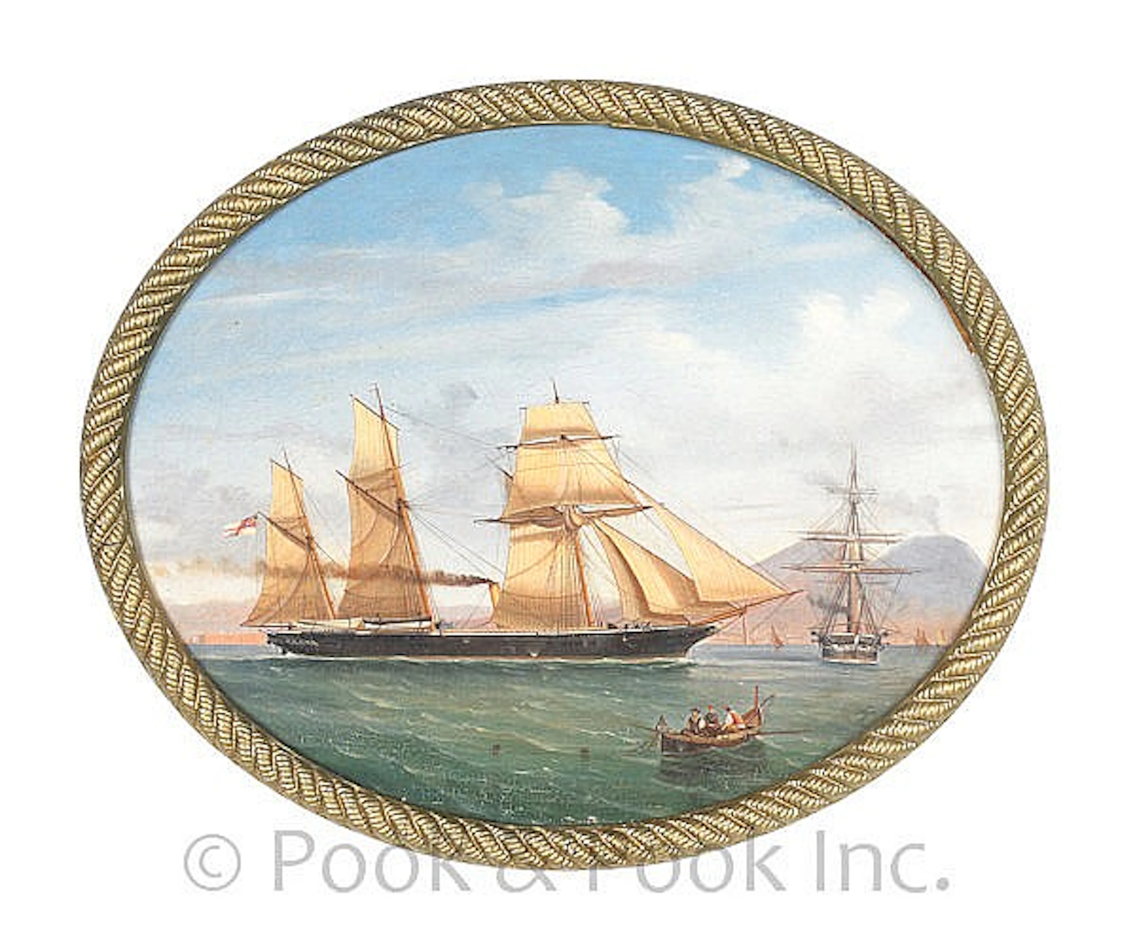 British oil on canvas ship portrait 19th c., 15