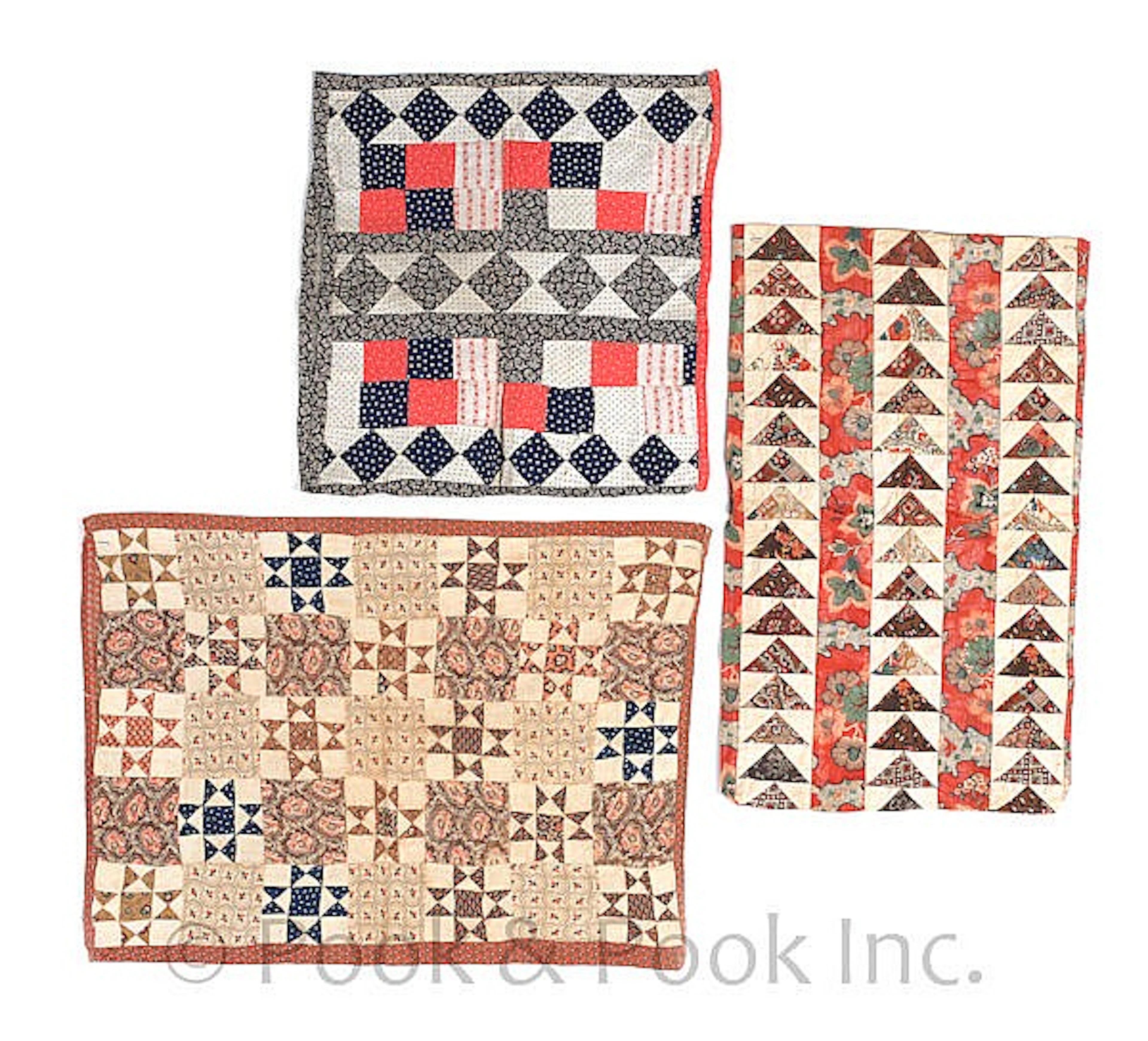Three Pennsylvania pieced pillow shams, 19th c.,