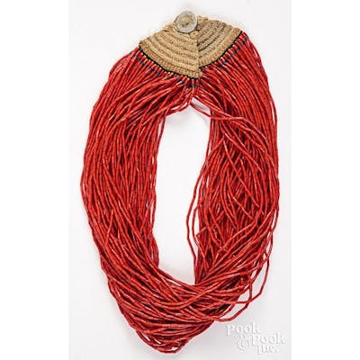 Naga/Myanmar Indian coral glass bead necklace