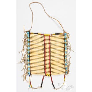 Sioux Indian man's beaded hair pipe breastplate