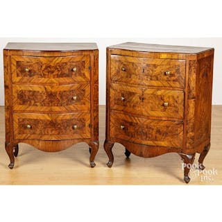Pair of Italian burl veneer cabinets, 19th c.