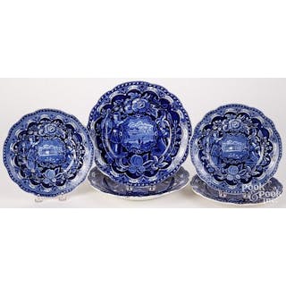 Two Historical Blue Staffordshire soup bowls, etc.