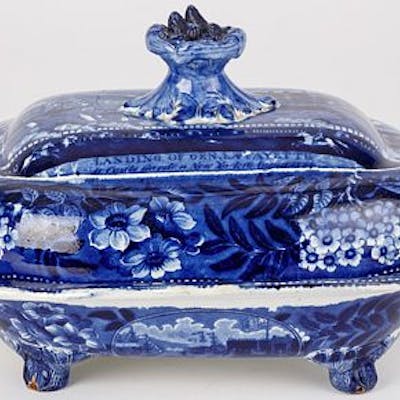 Historical Blue Staffordshire covered vegetable