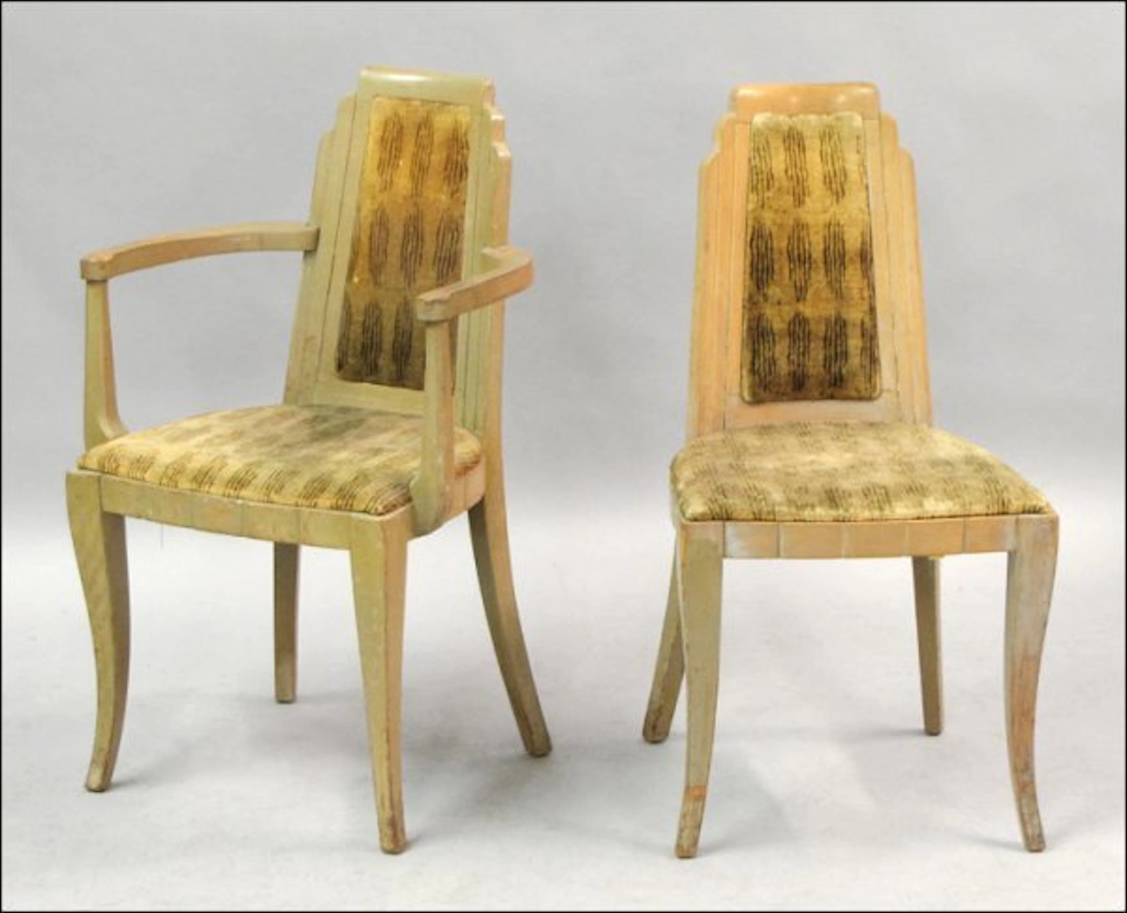 Six french normandie style dining chairs attributed to