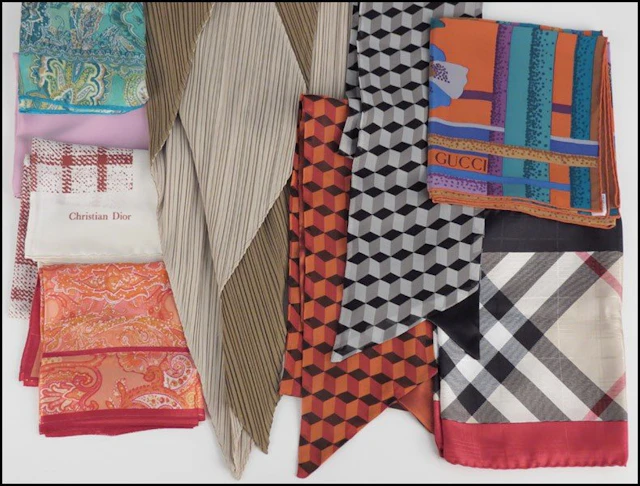Collection of silk scarves.