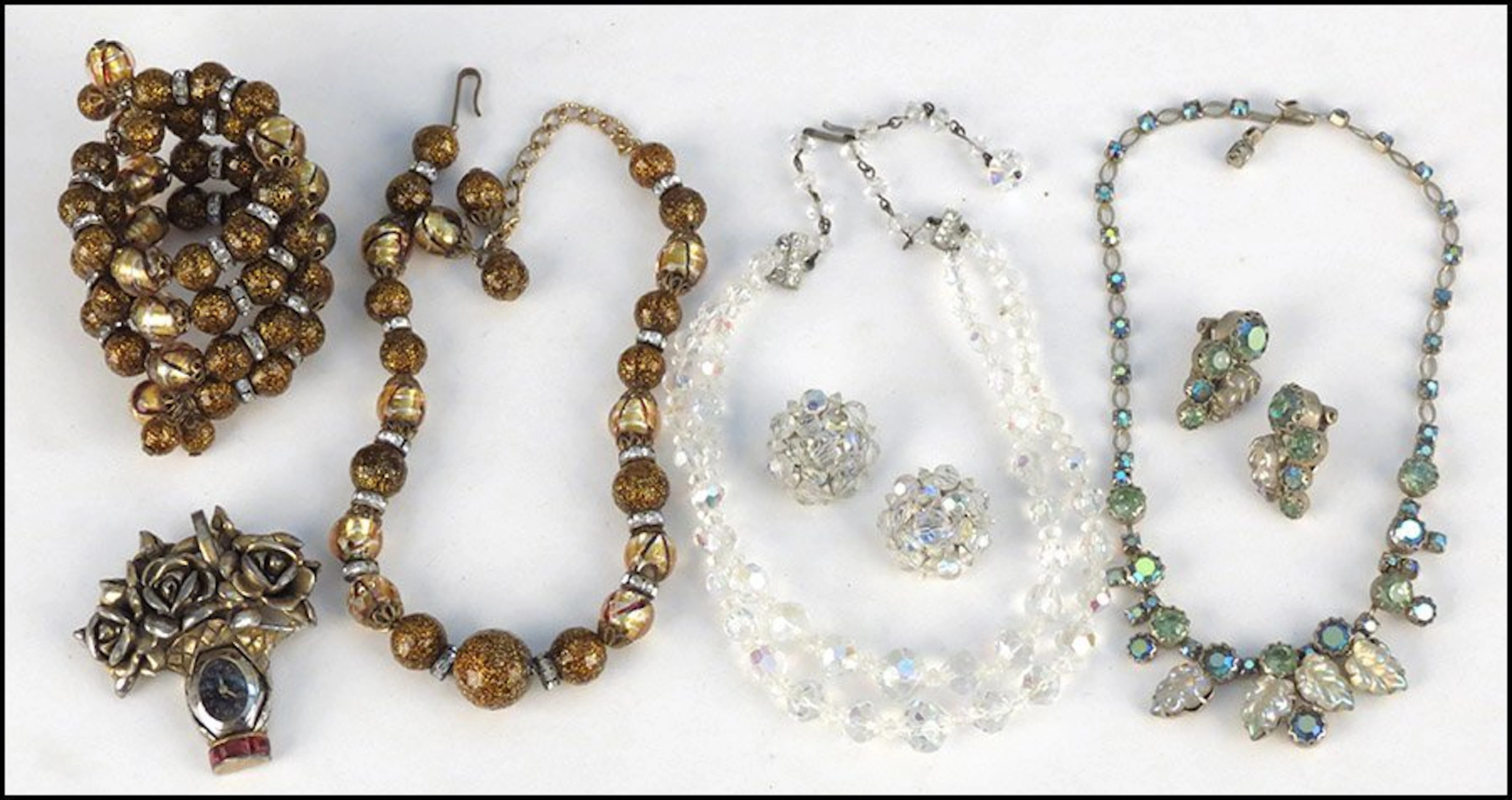 Weiss aurora borealis rhinestone demi-parure.