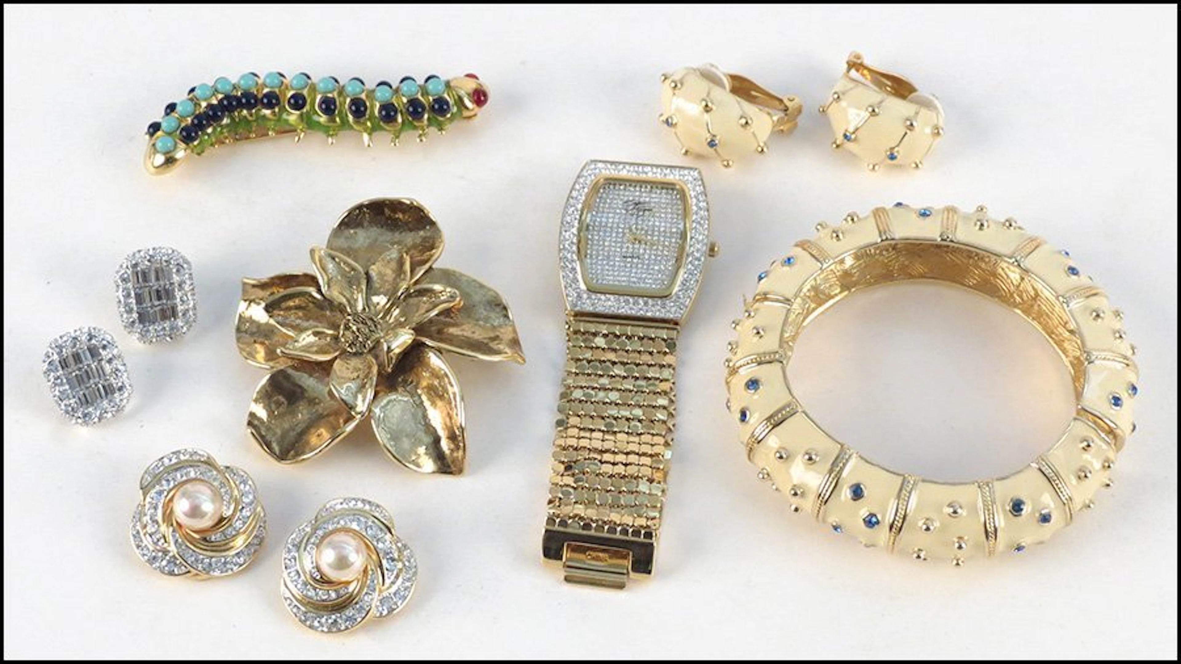 Camrose & kross enamel and rhinestone demi-parure.