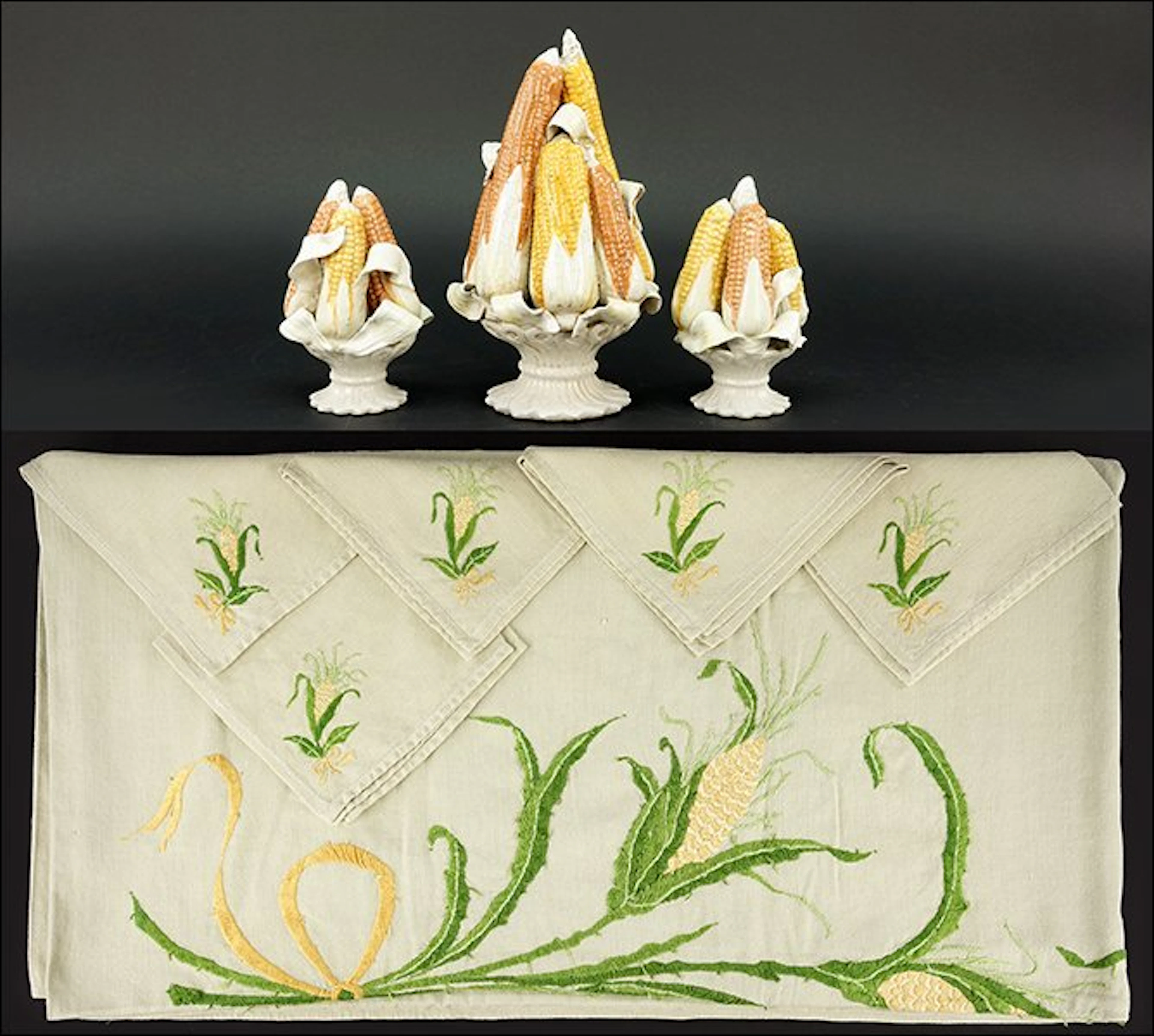 A Three-Piece Italian Ceramic Centerpiece.