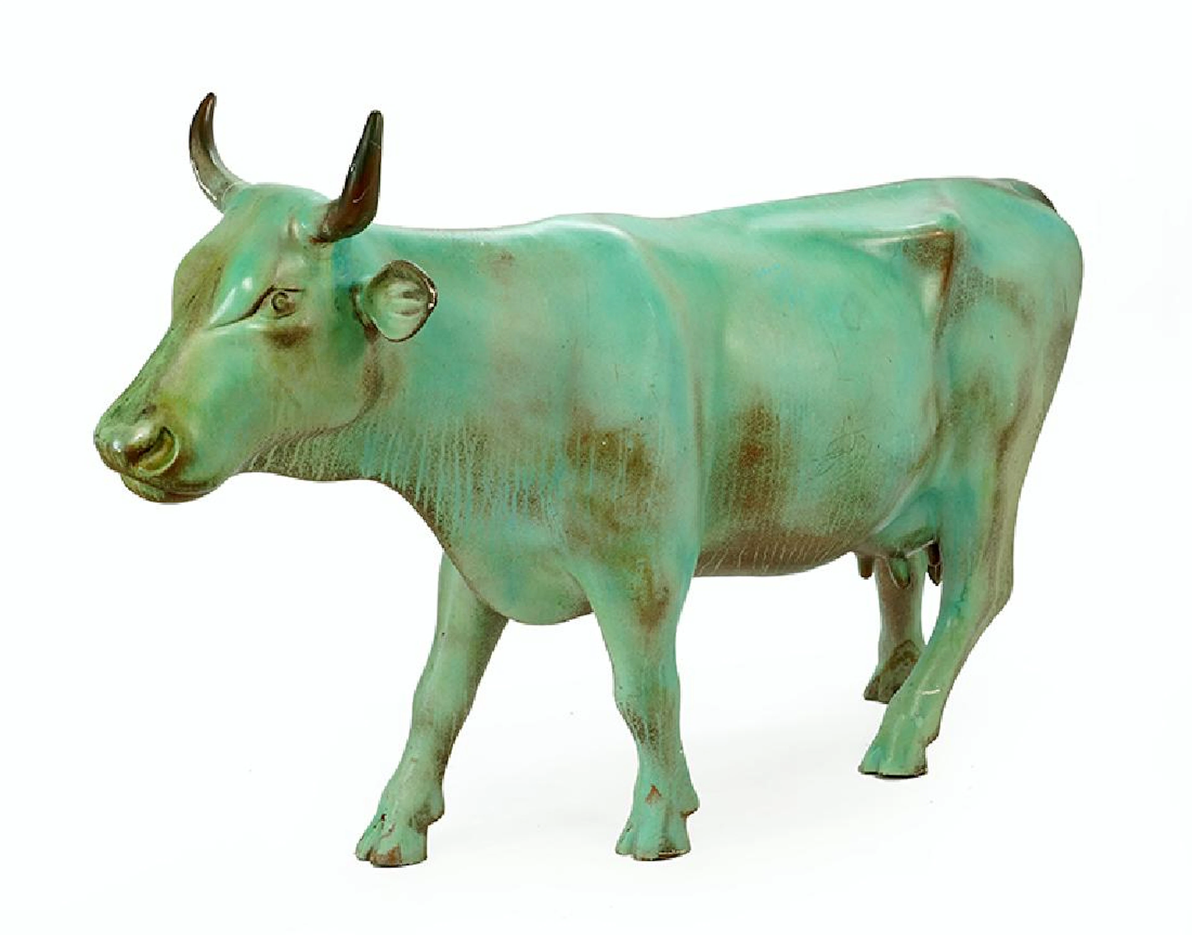 A Painted Fiberglass Cow Sculpture.