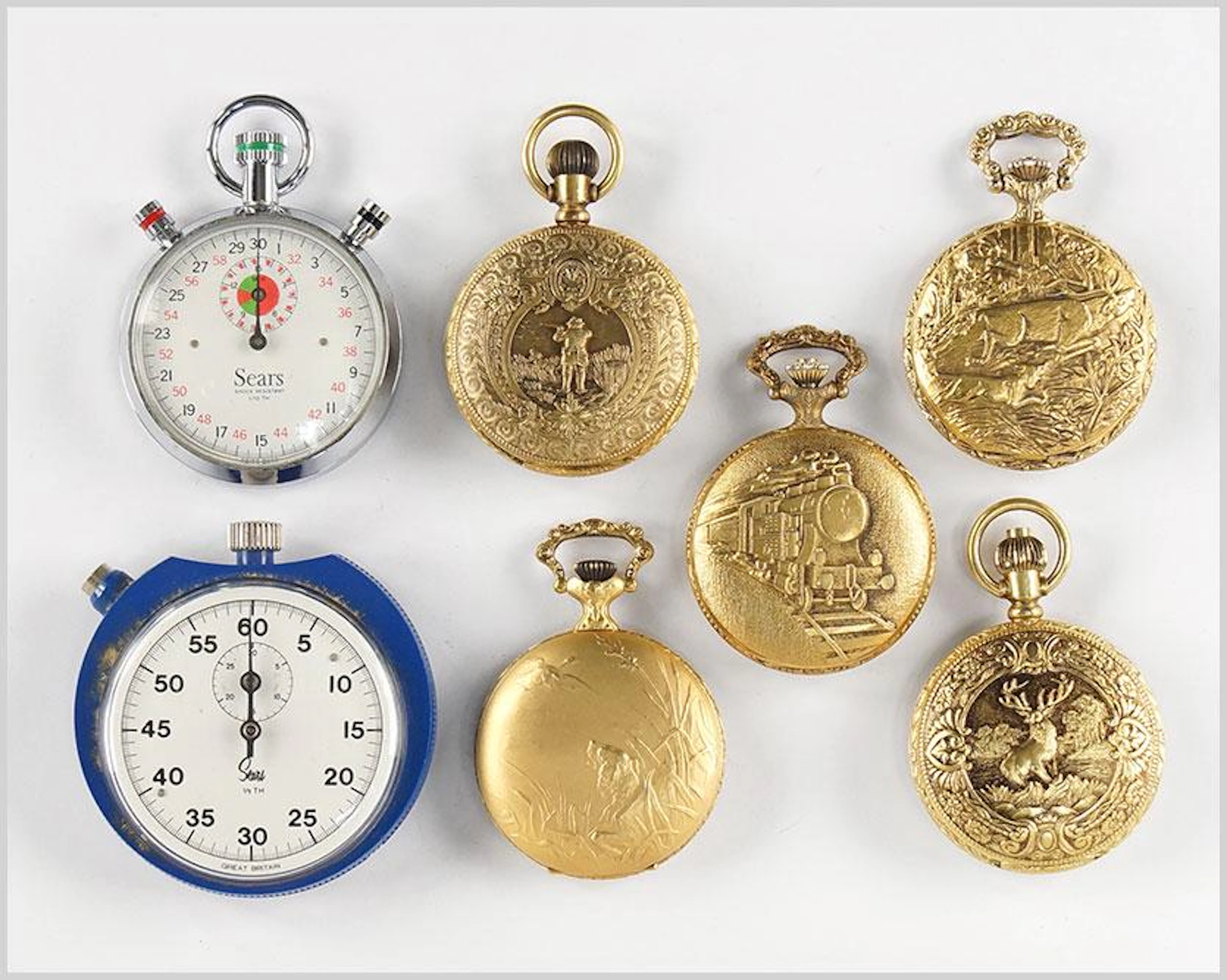 Sears, Stellaris and Belle-Suisse Men's Pocket Watches.