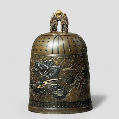 Meiji period mixed metal bell casket by the Nogowa foundary