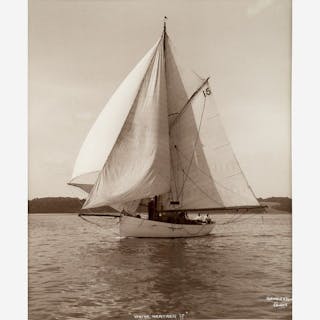 Early silver gelatin photographic print by Beken of Cowes – Yacht White Heather