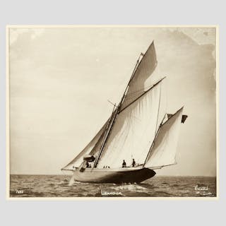 Yacht Leander, early silver photographic print by Beken of Cowes.