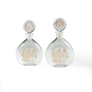 A pair of Sir Winston Churchill glass decanters, by Garrard & Co.,1974