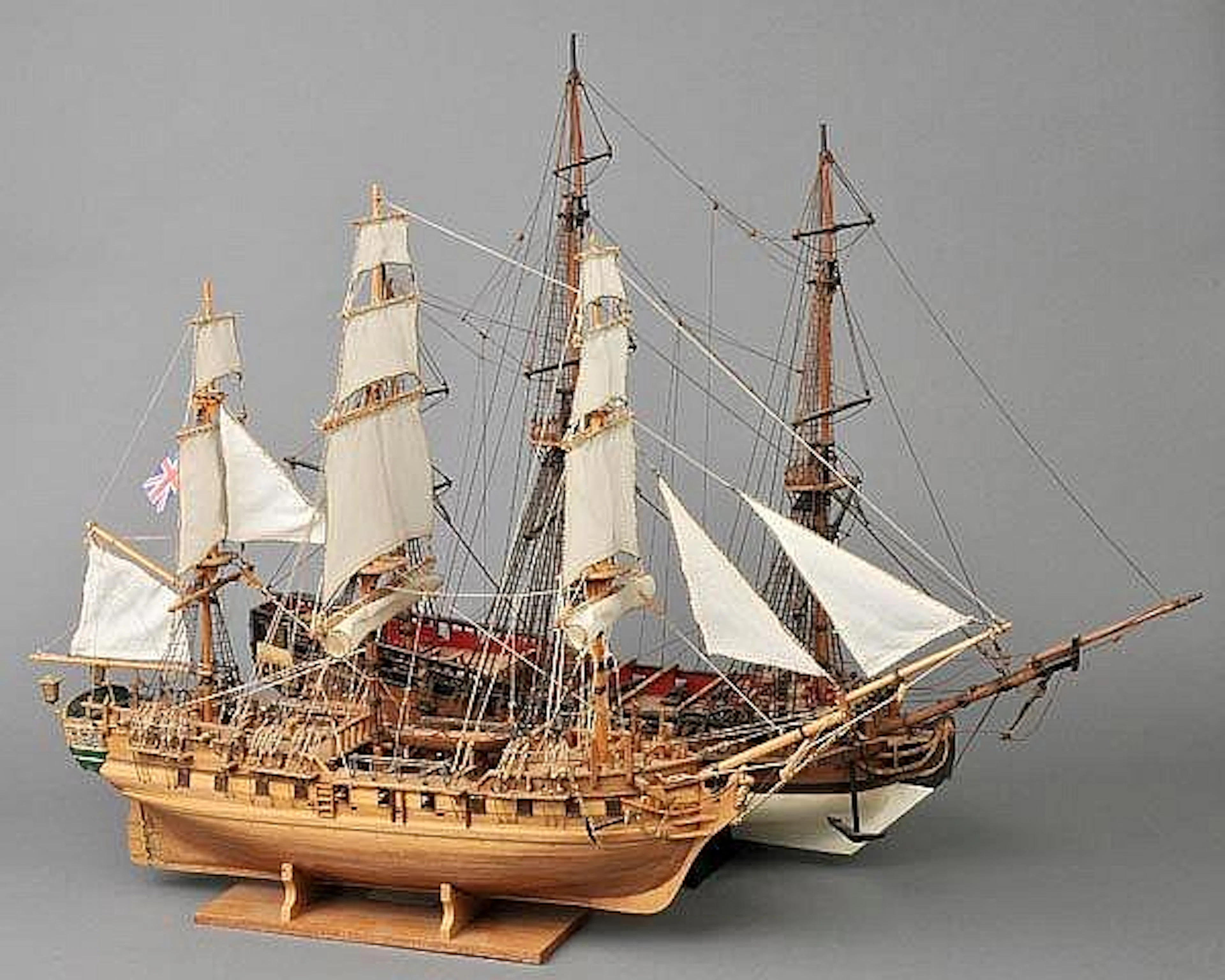 *Model Ship. A well-constructed wooden ship, with three fully r