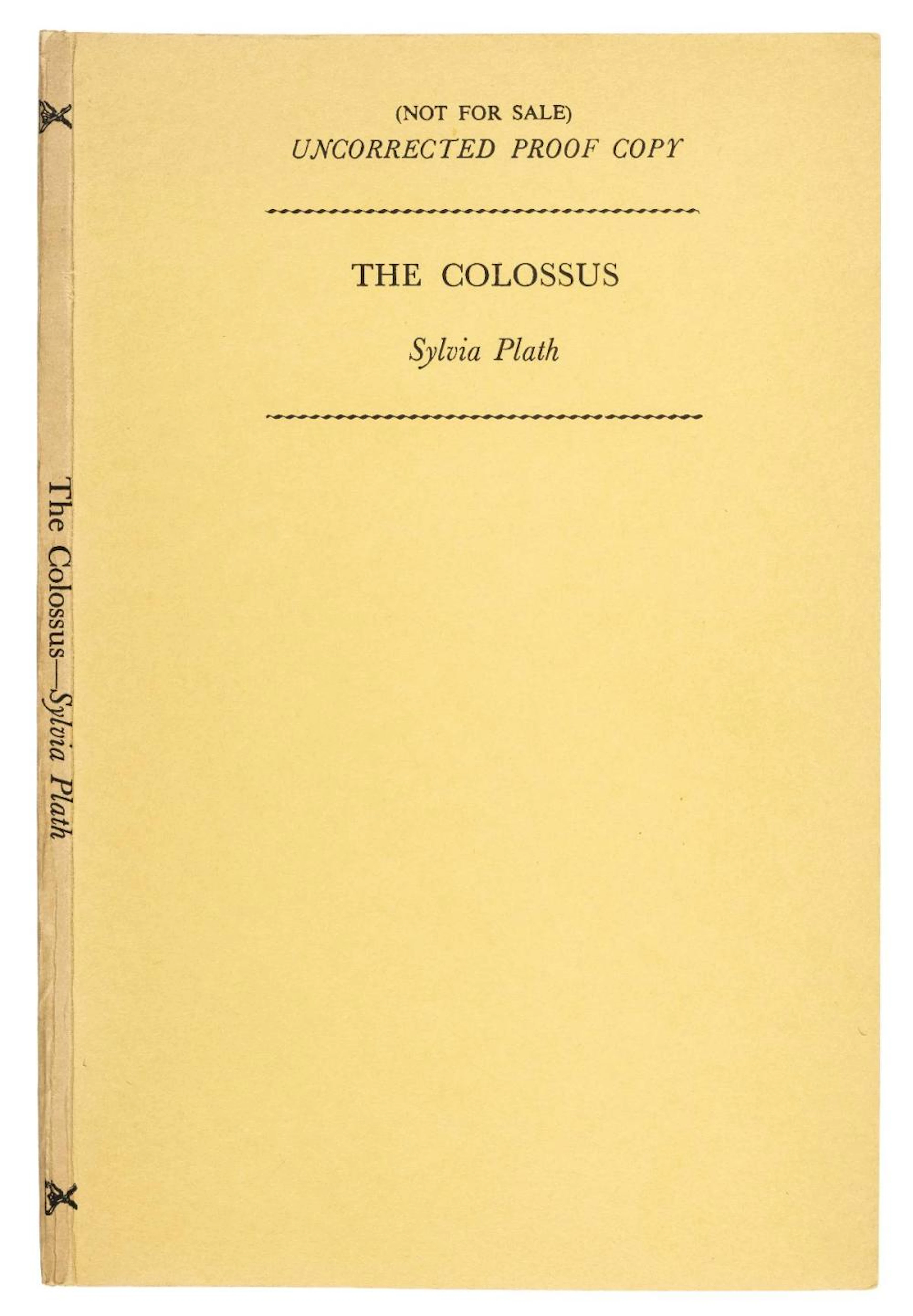 Plath (Sylvia). The Colossus, Uncorrected Proof Copy, Heinem