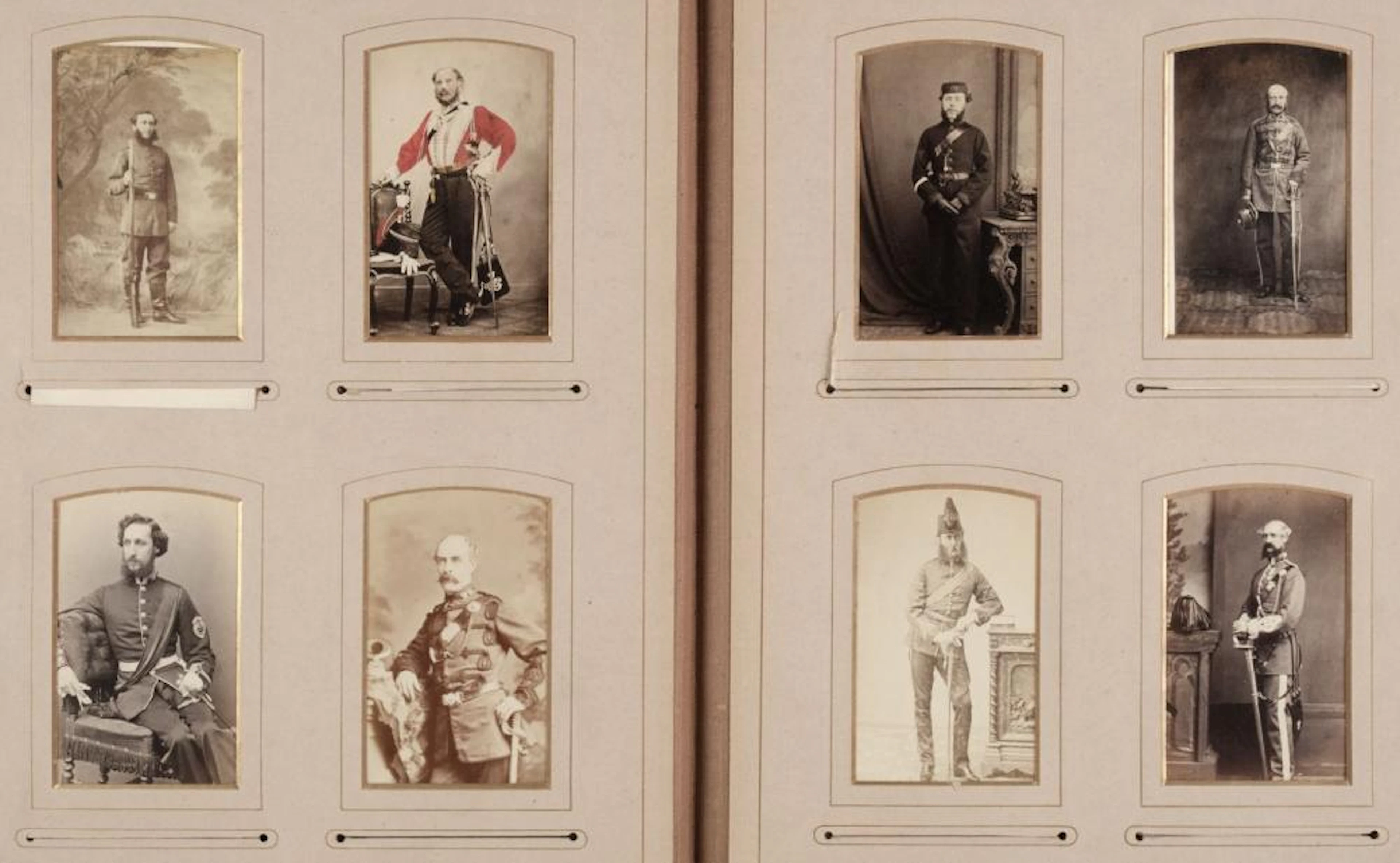 * Miltary Officers. An album containing 10 cabinet cards and 70 cartes de visite