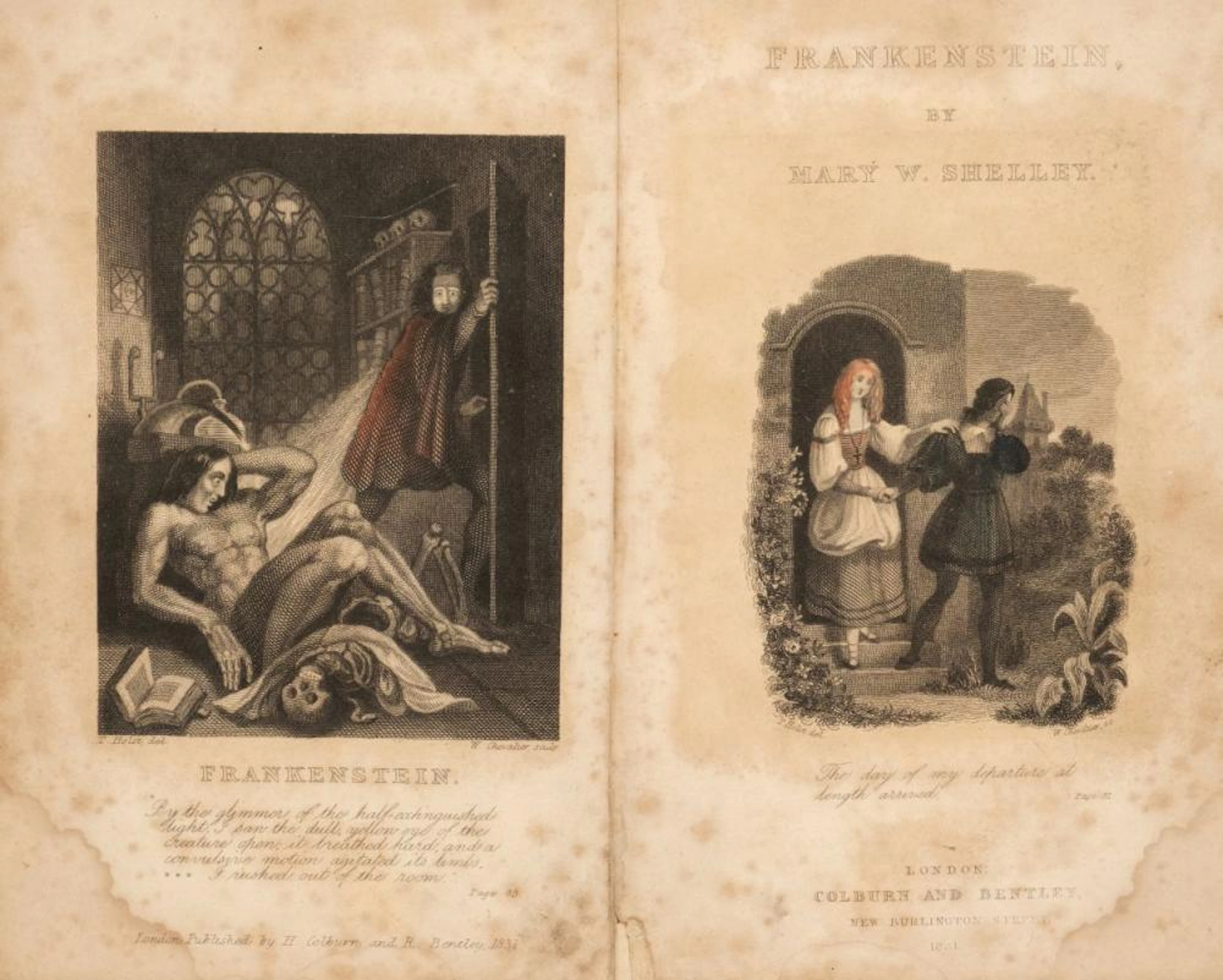 Shelley (Mary Wollstonecraft). Frankenstein, London: Colburn and Bentley, 1831