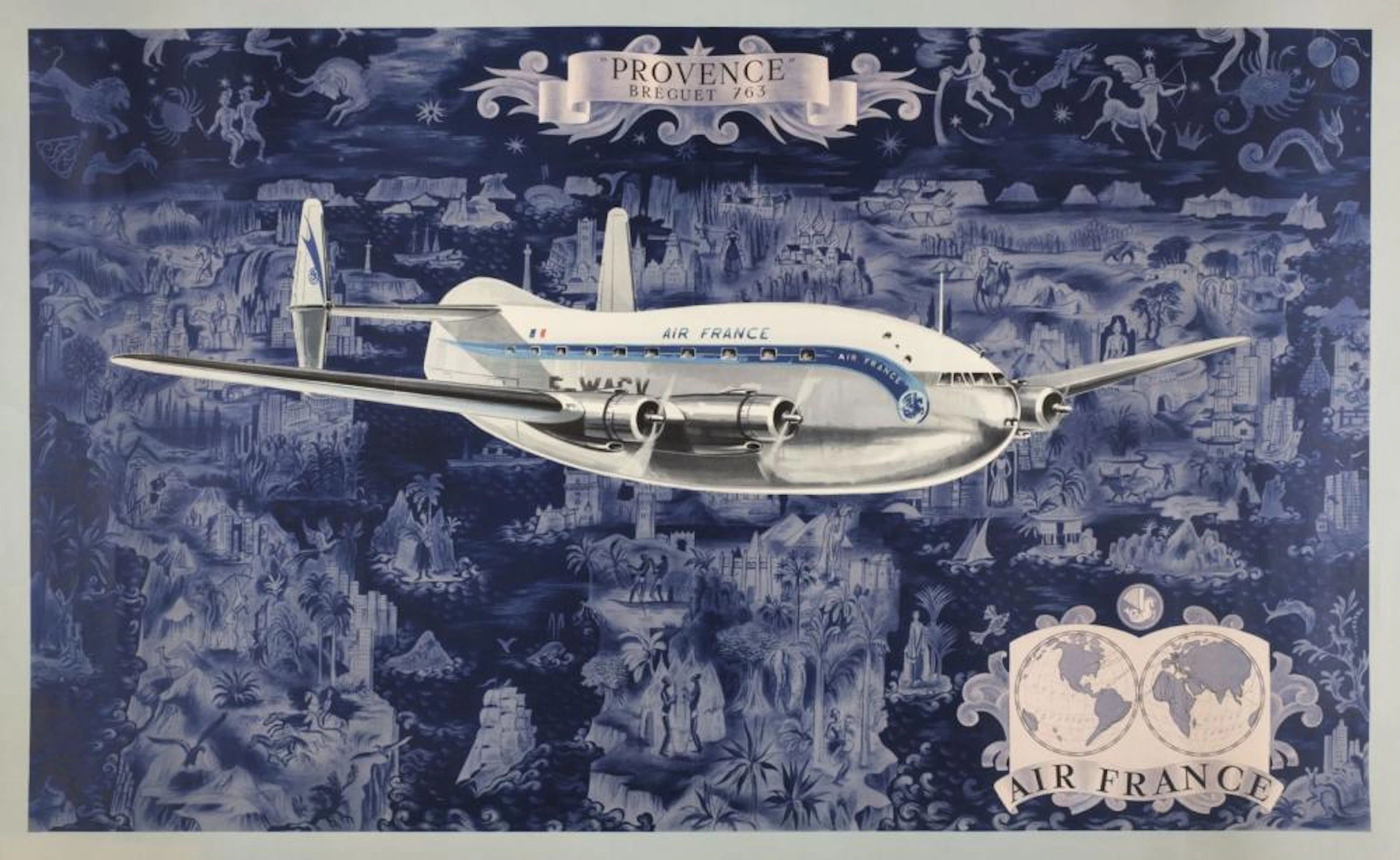 * Civil Aviation. Air France Breguet Poster, 1950s