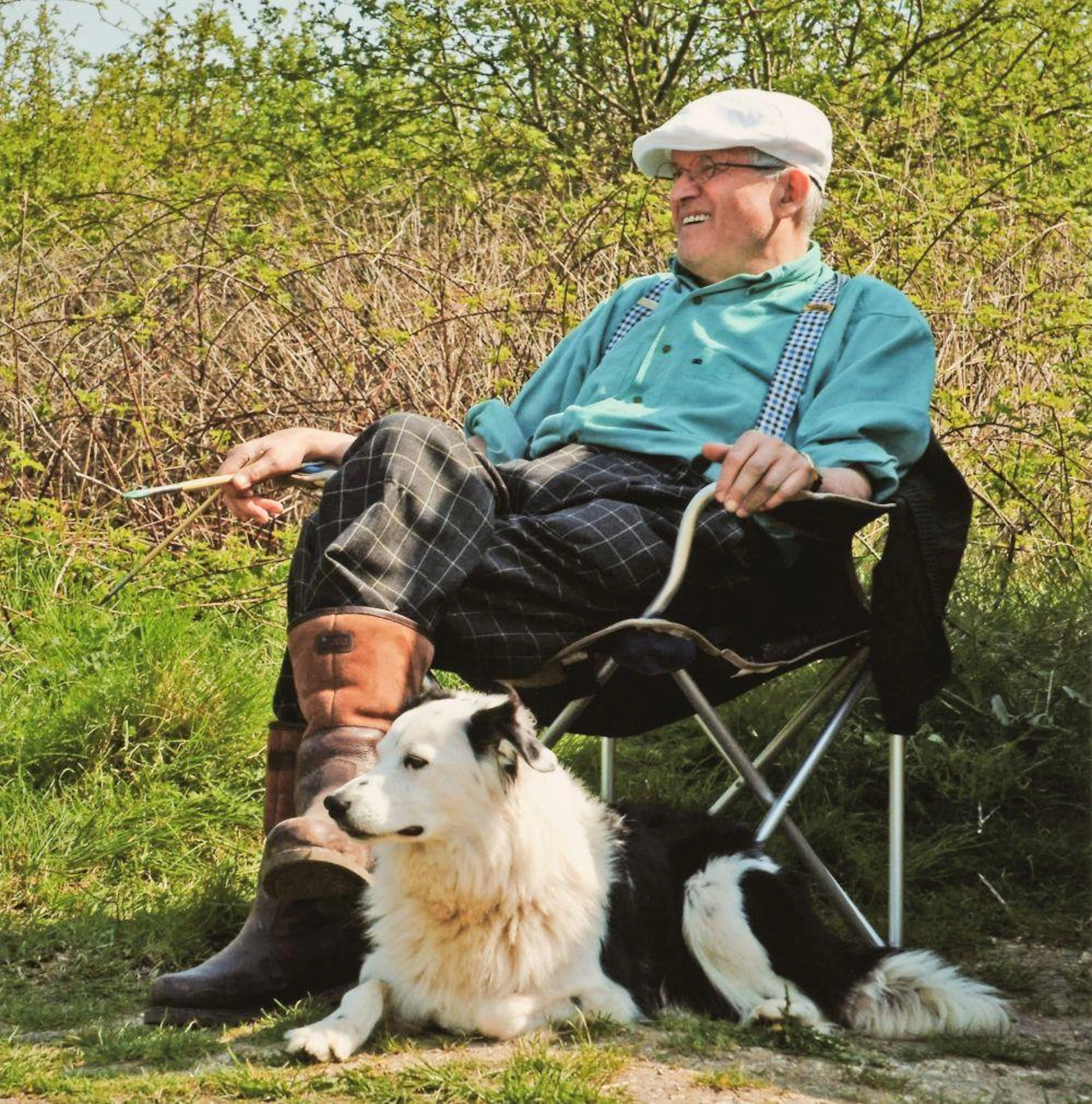* Hockney (David, 1937-). Portrait with his dog, circa 2010