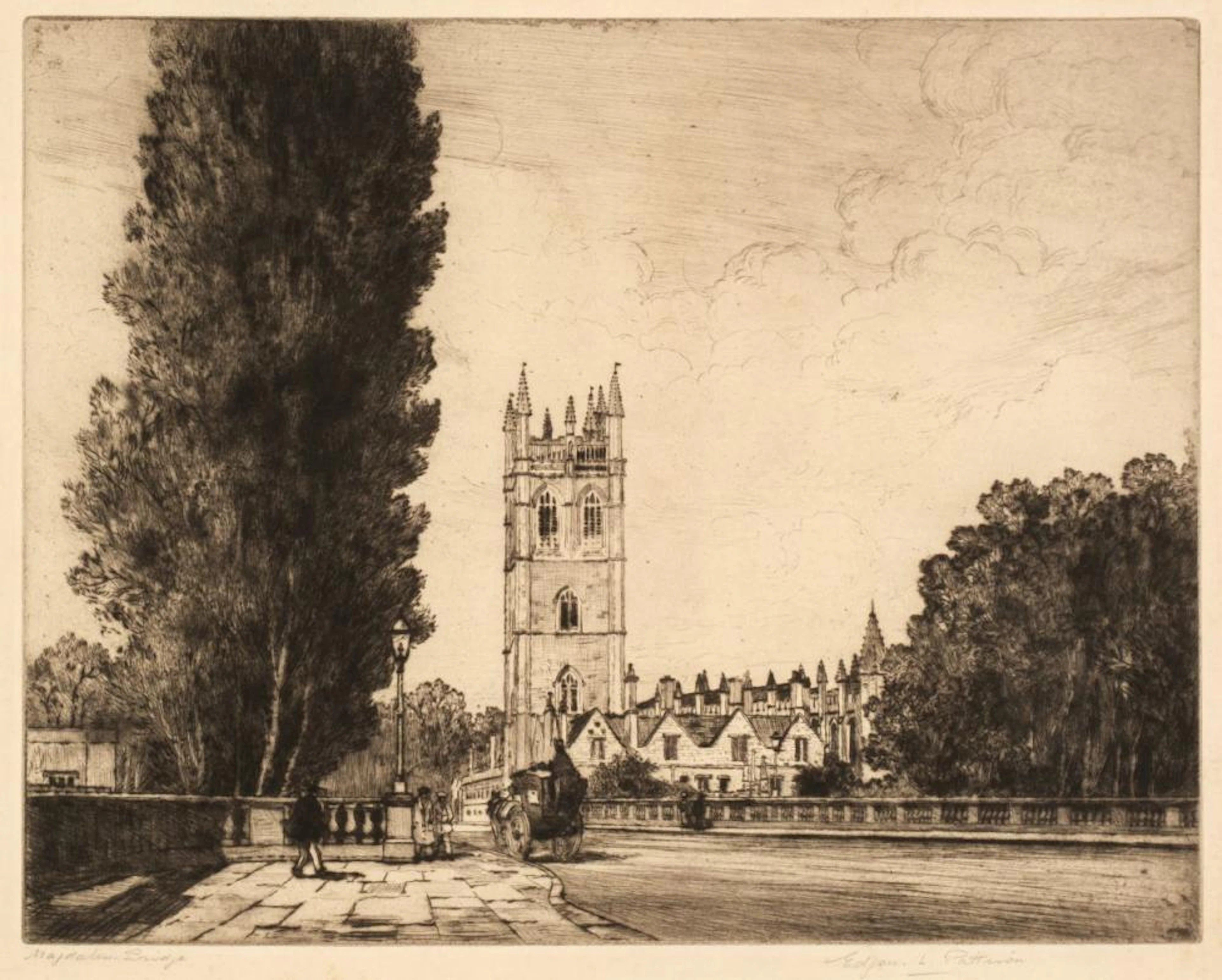 Oxford. Pattison (Edgar L.). Magdalen College from the Bridge, circa 1905